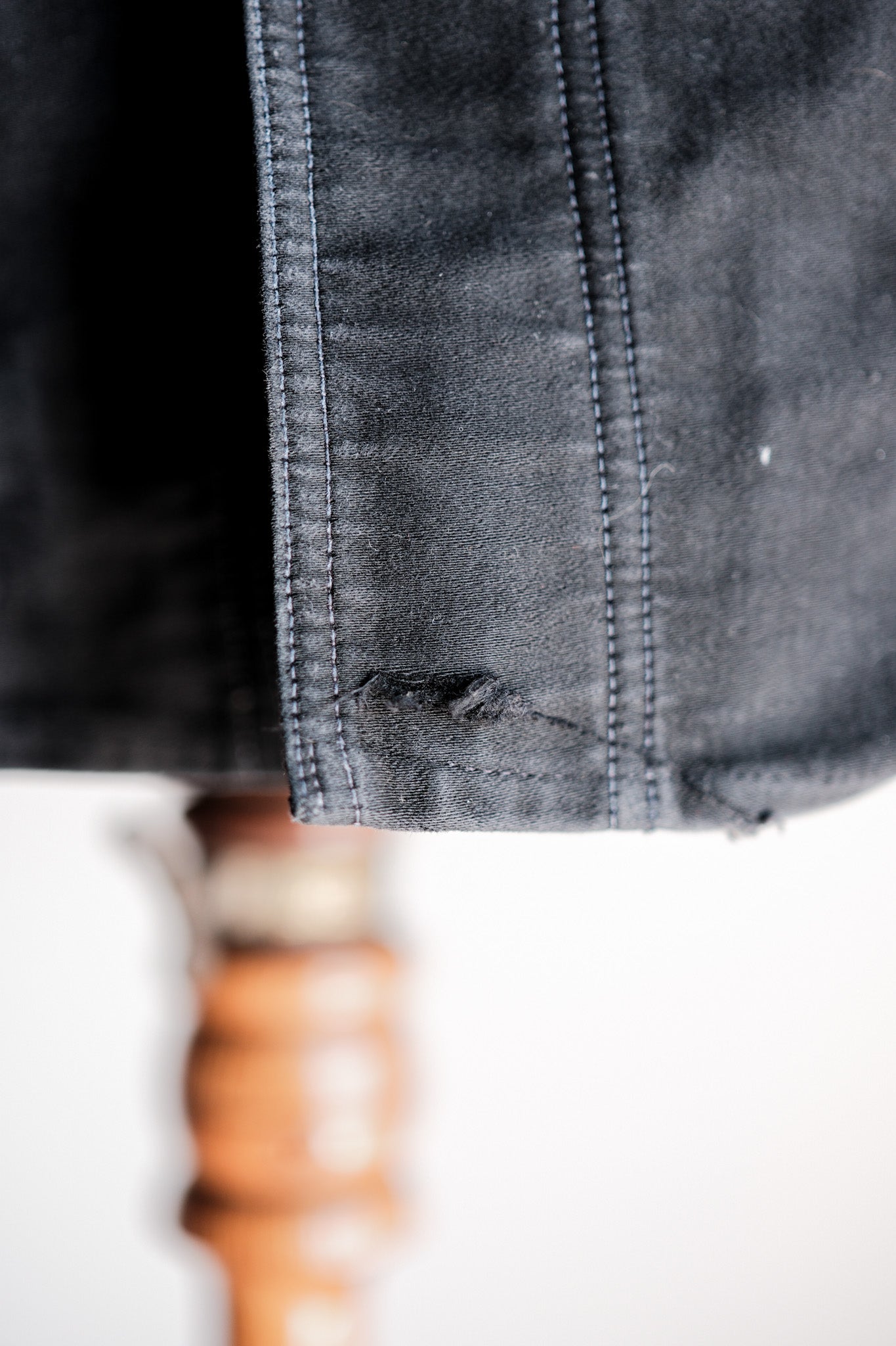 【~40's】French Vintage Black Moleskin Work Jacket "Le Mont St. Michel"