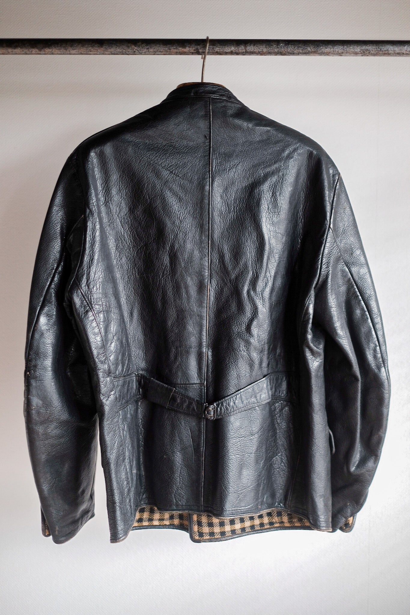 【~40's】Swedish Vintage Double Breasted Leather Jacket