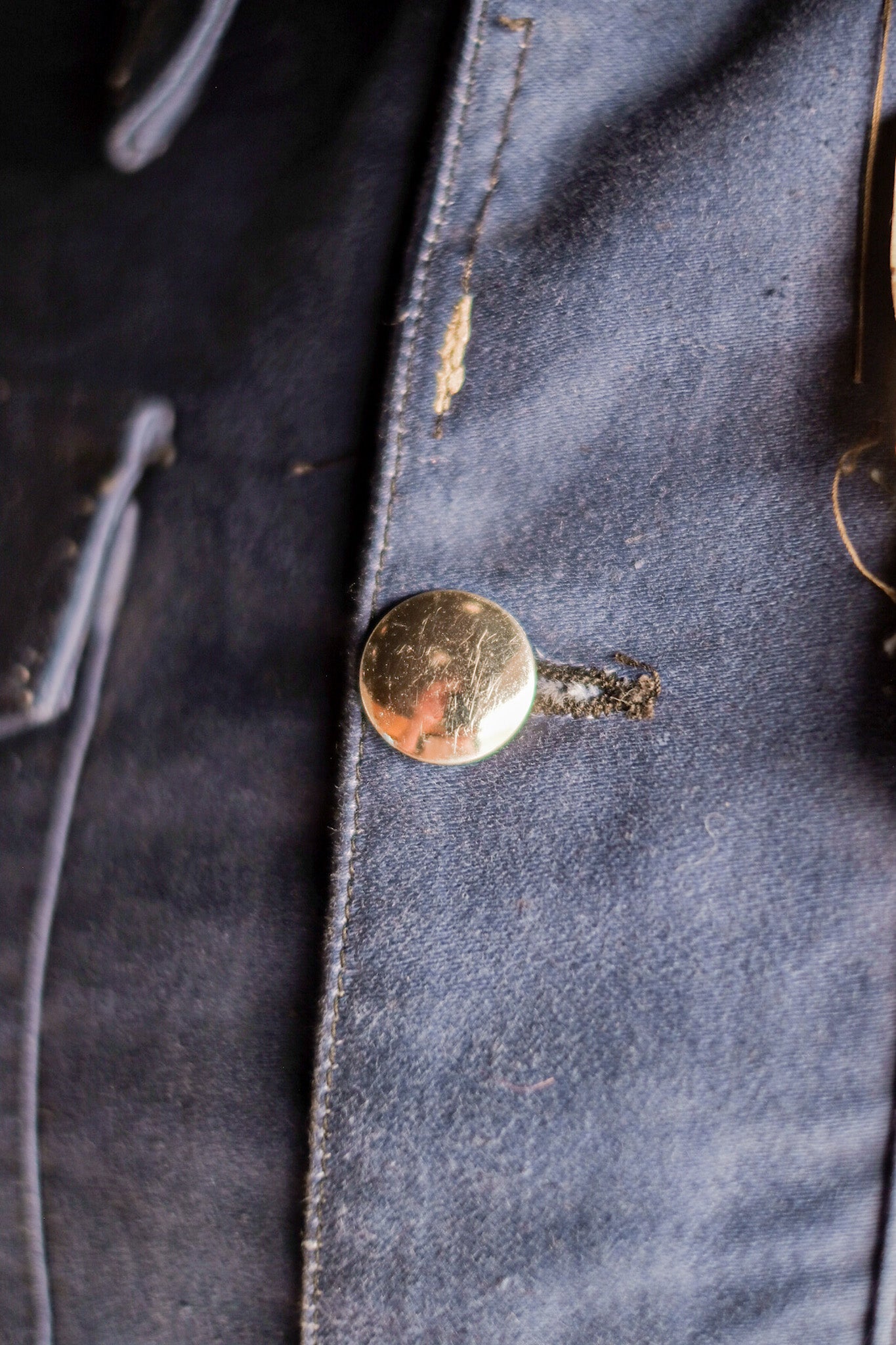 【~40's】French Vintage Blue Moleskin Cyclist Jacket "Dead Stock"