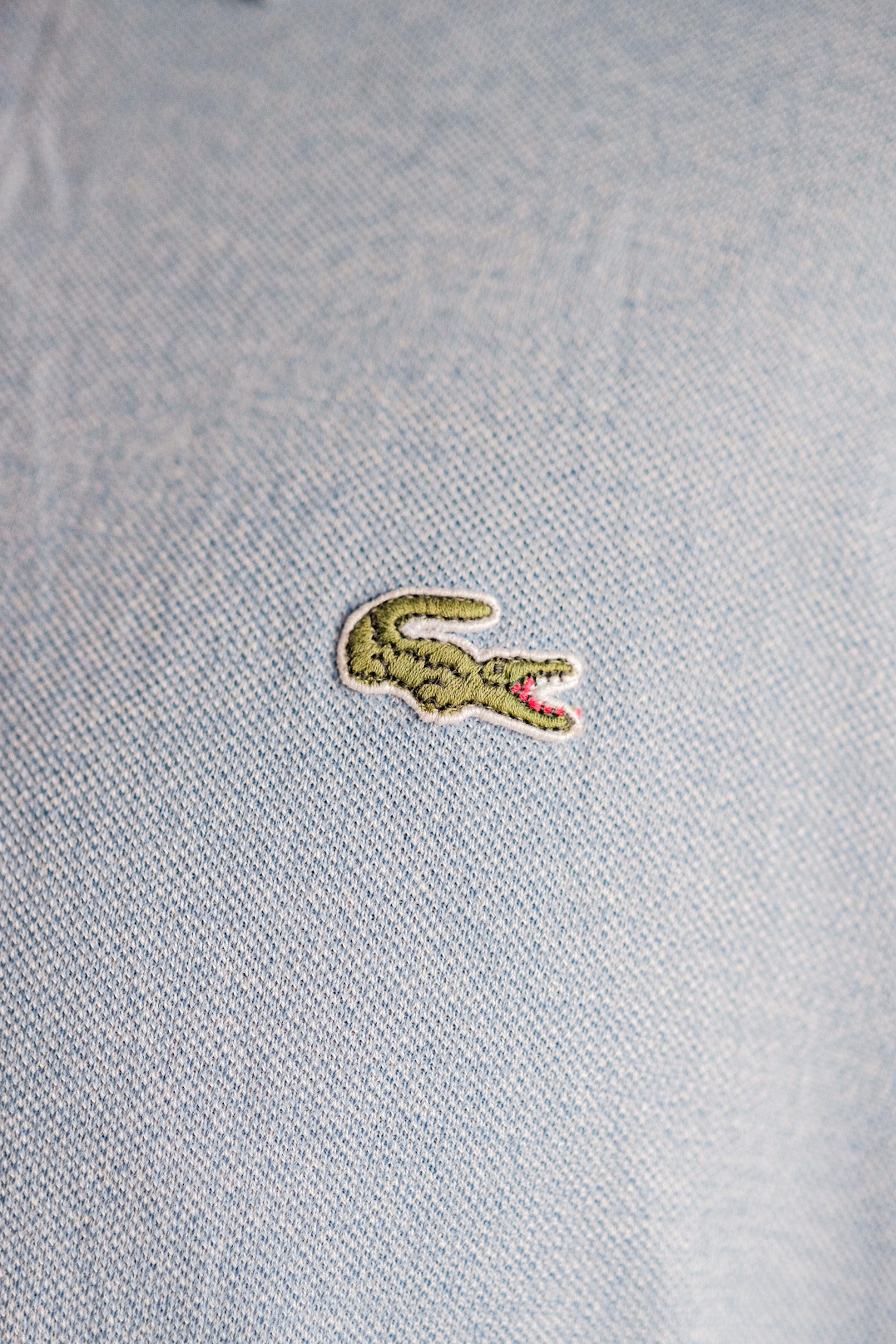 【~80's】CHEMISE LACOSTE L/S Polo Shirt Size.5 "Marbling Light Blue"