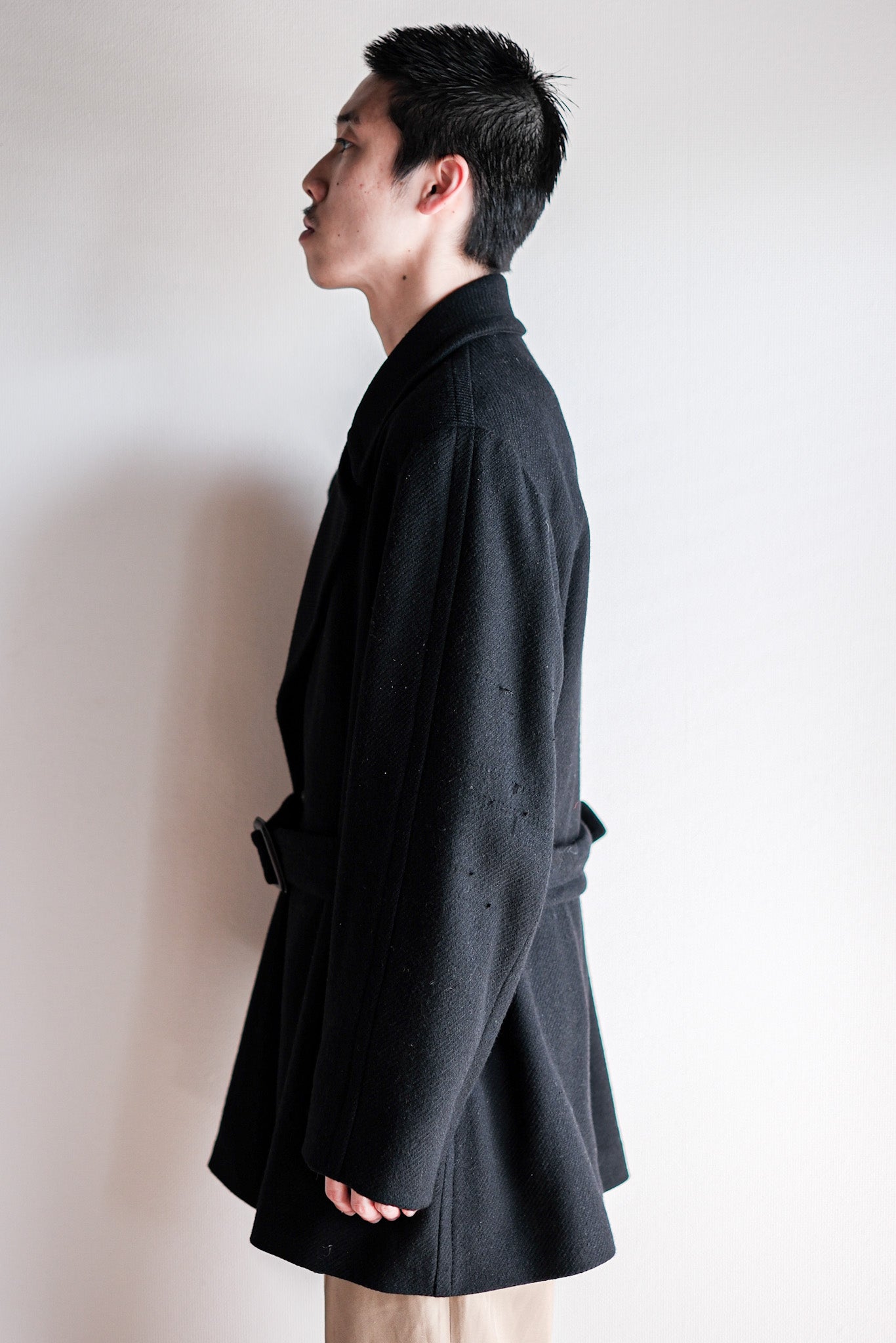 【~00's】Old Hermès Paris Cashmere Mix Wool Belted Coat by Martin Margiela