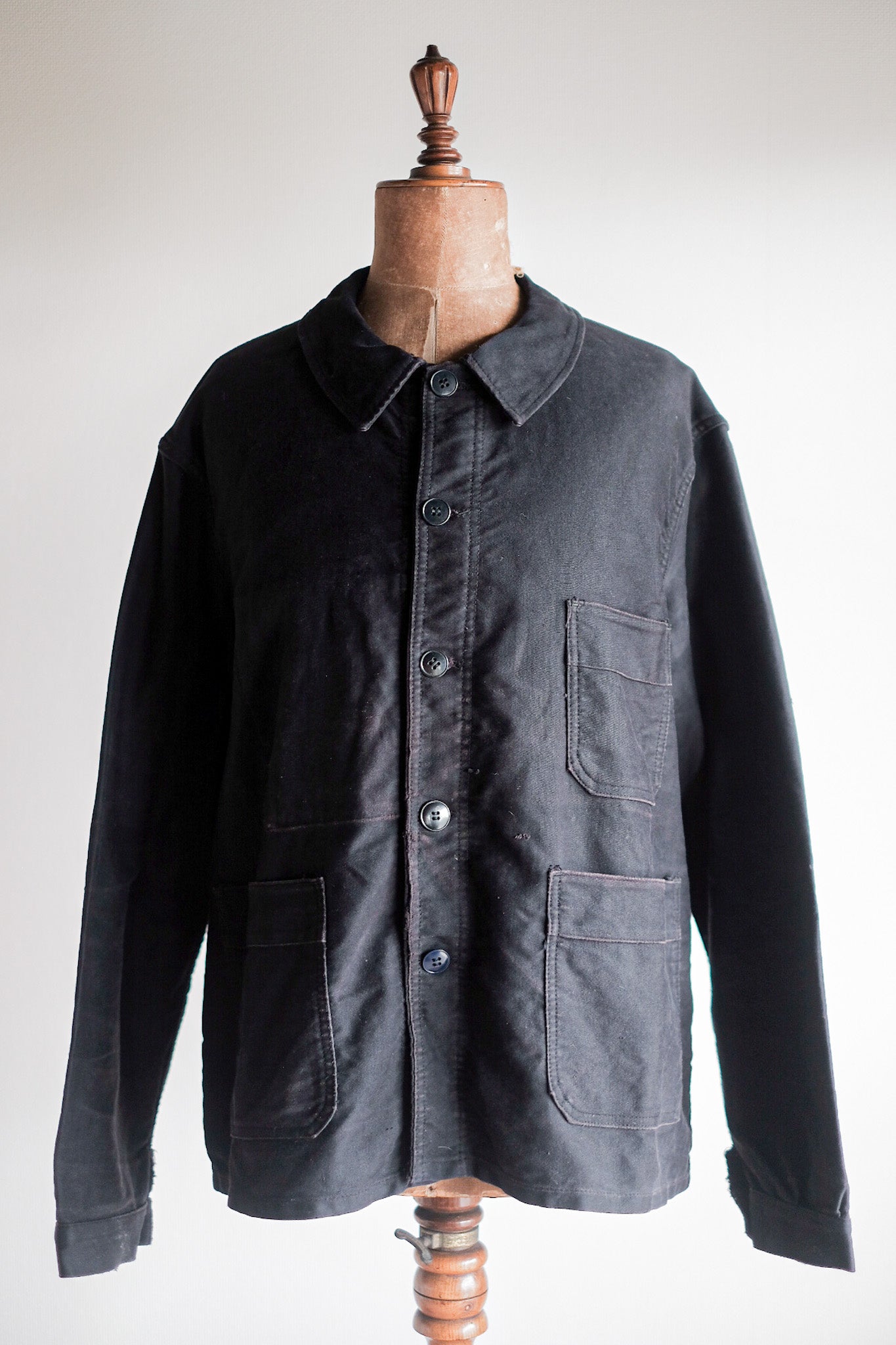 【~60's】French Vintage Black Moleskin Work Jacket