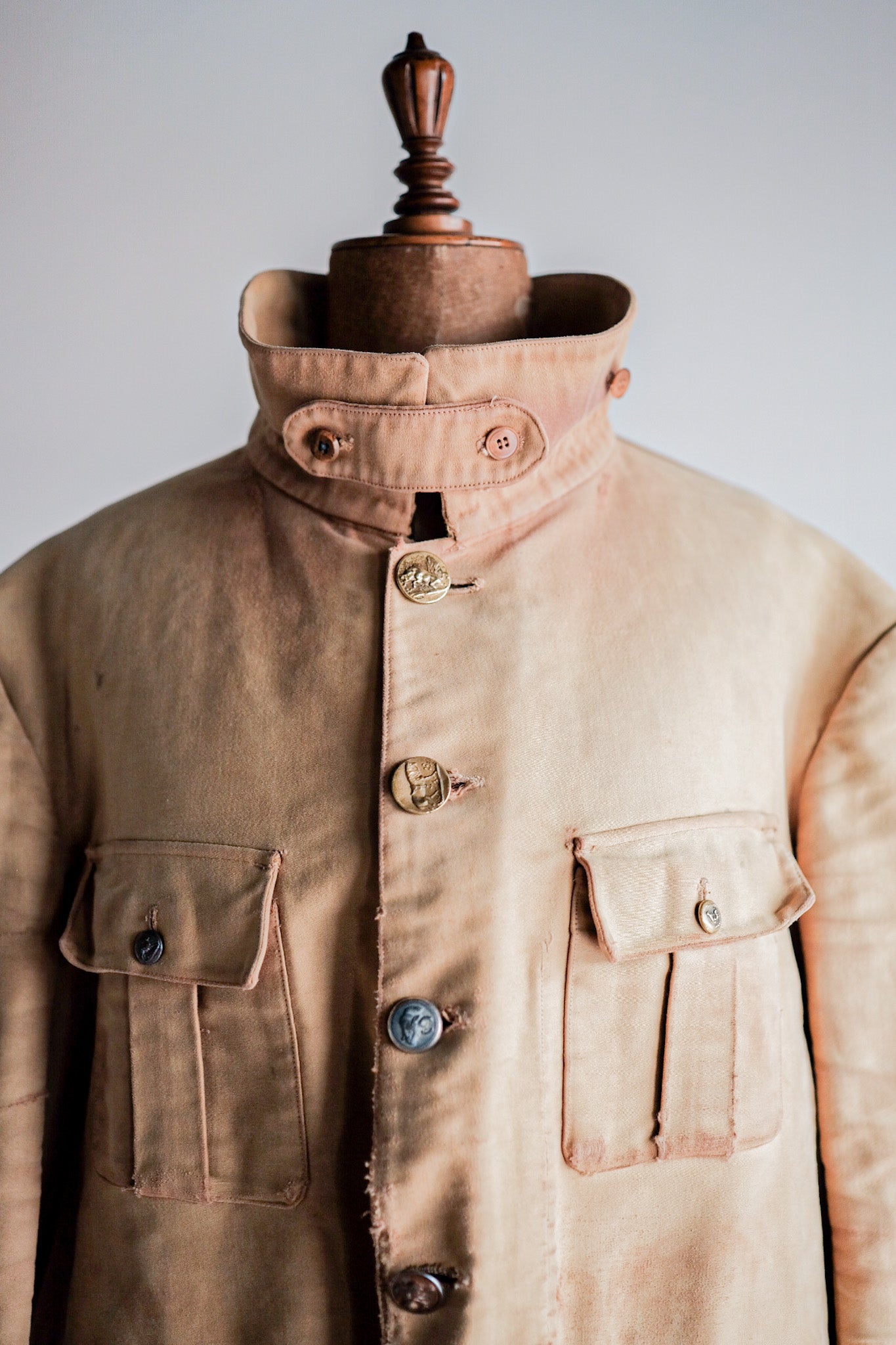 【~30's】French Vintage Moleskin Hunting Jacket With Chin Strap