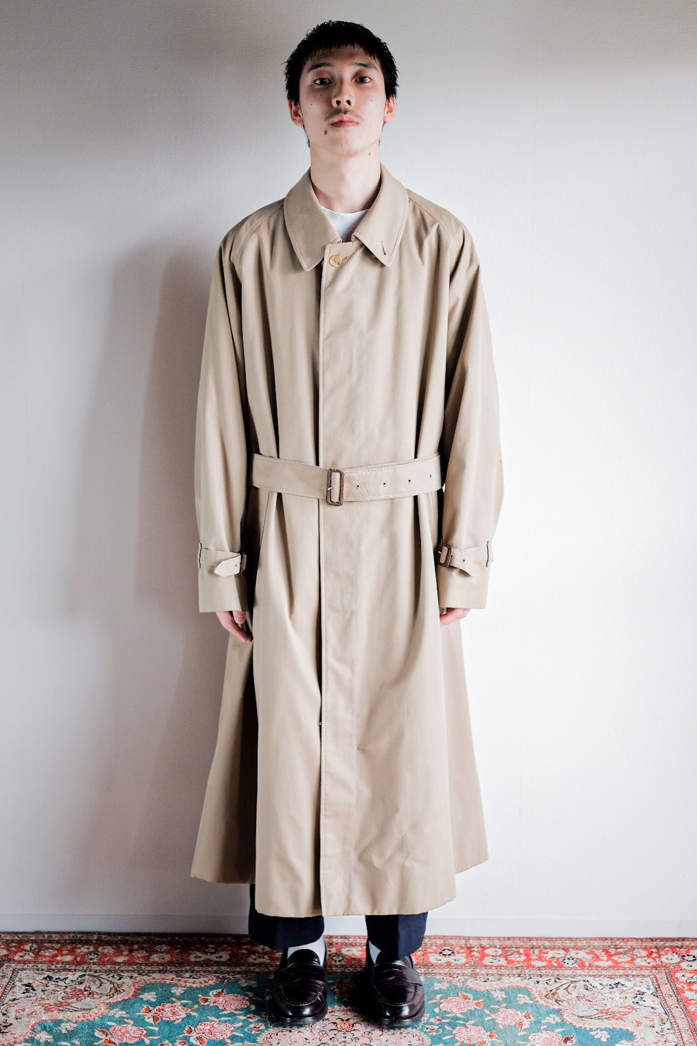 【~80's】Vintage Burberry's Single Raglan Rider Coat Size.52RL