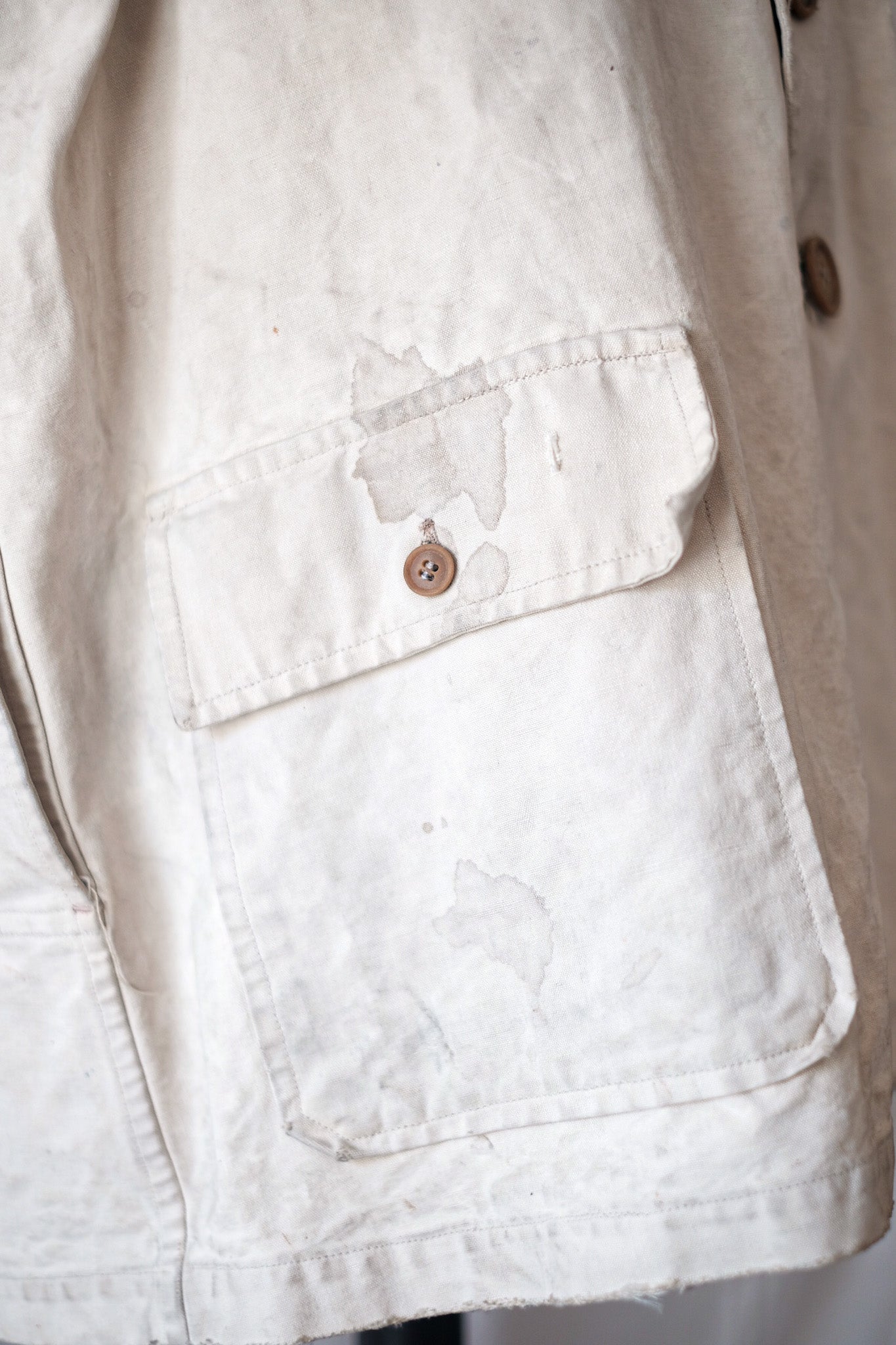 【~40's】French Vintage White Cotton Hunting Jacket