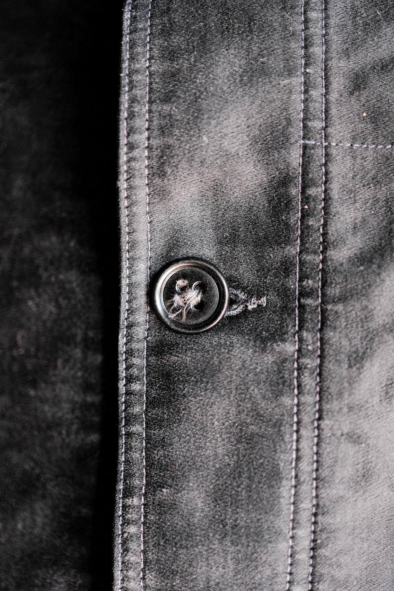【~40's】French Vintage Black Moleskin Work Jacket "Le Mont St. Michel"