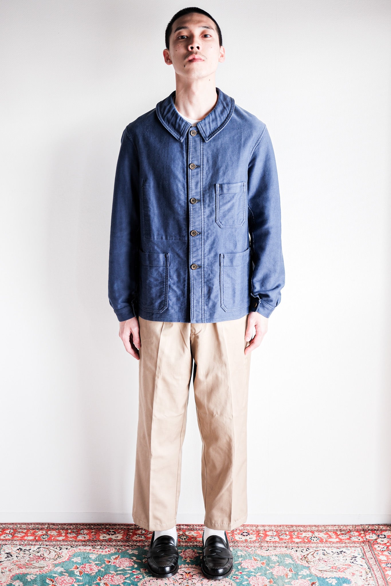 【~40's】French Vintage Blue Moleskin Work Jacket