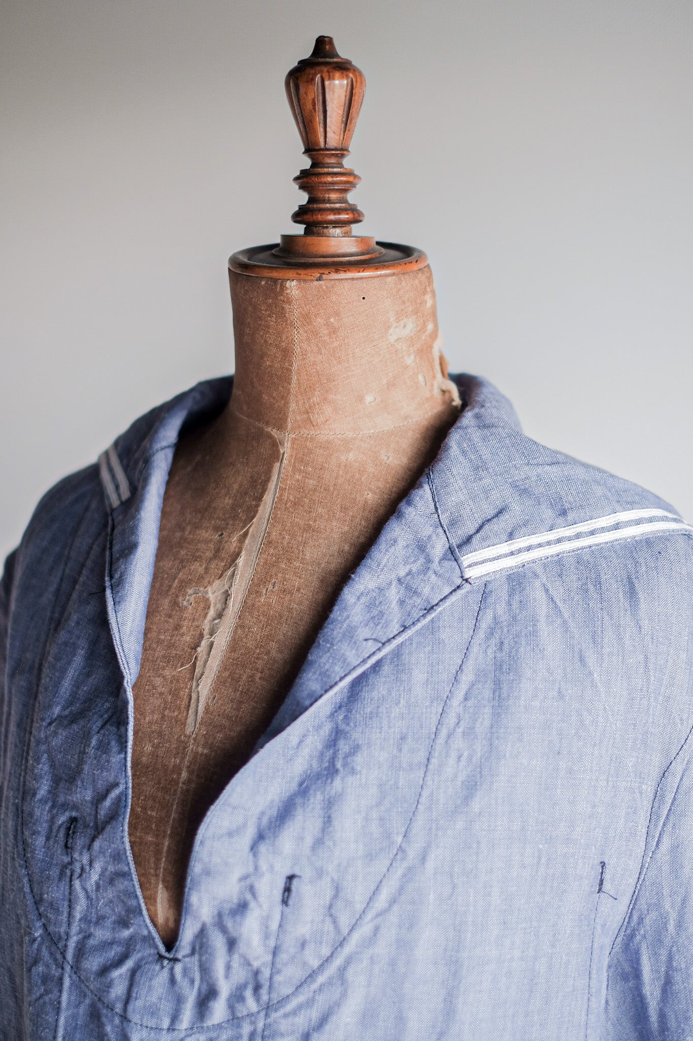 【~50's】French Navy Ramie Linen Sailor Shirt "Dead Stock"