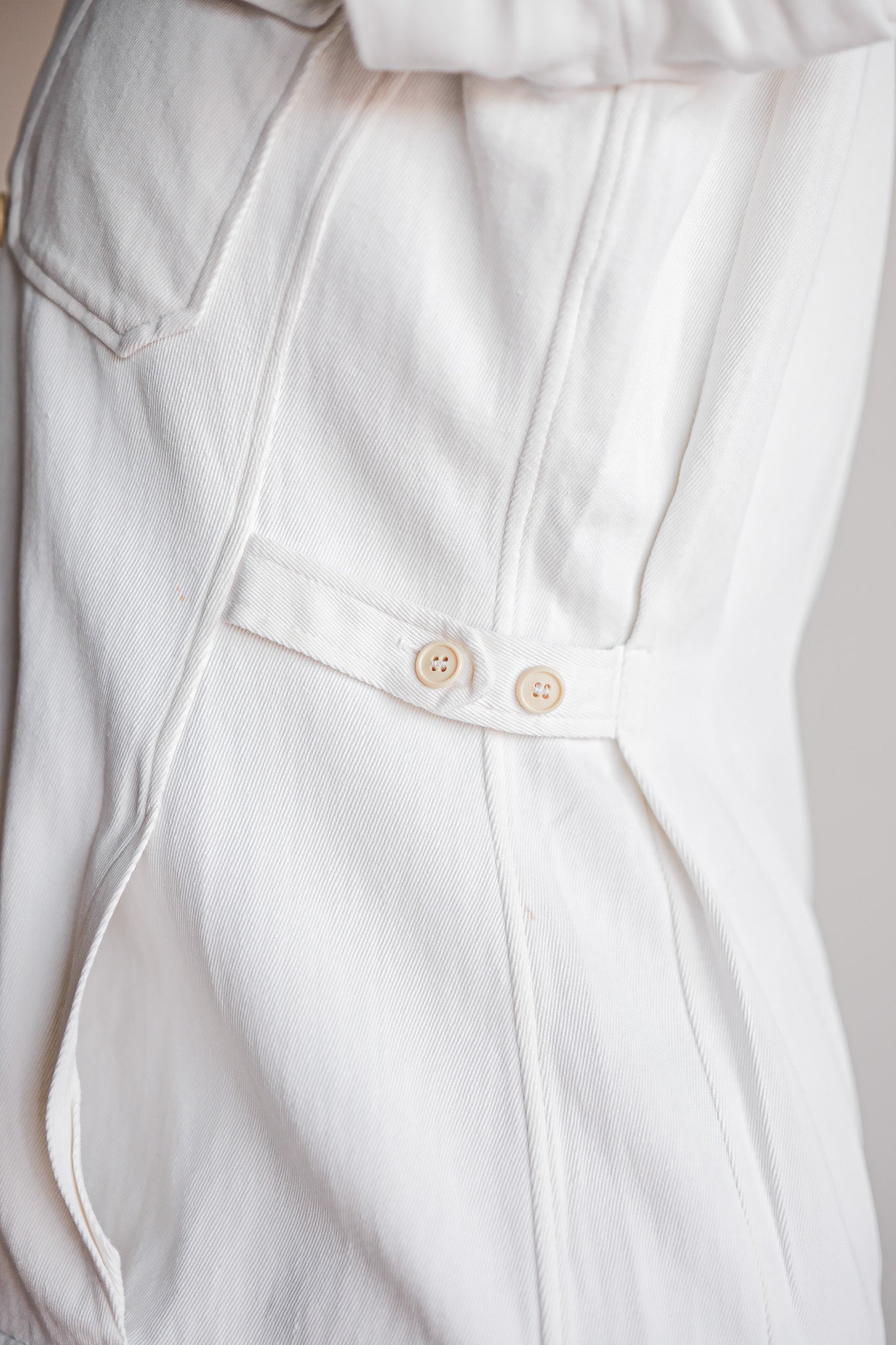 【~30's】French Vintage White Cotton Twill Colonial Jacket
