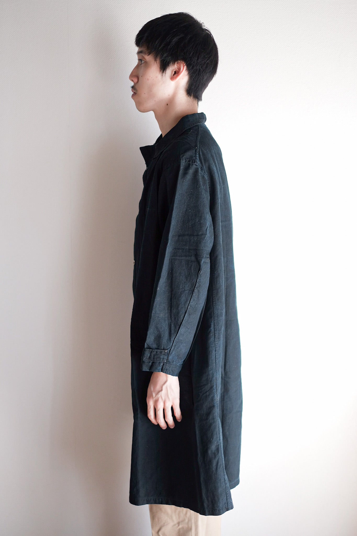 【Early 20th C】French Antique Indigo Metis Smock Open Type "Biaude"