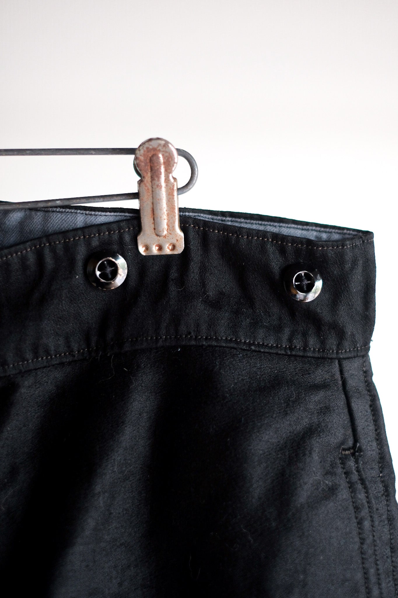 【~40's】French Vintage Black Moleskin Work Pants "Dead Stock"