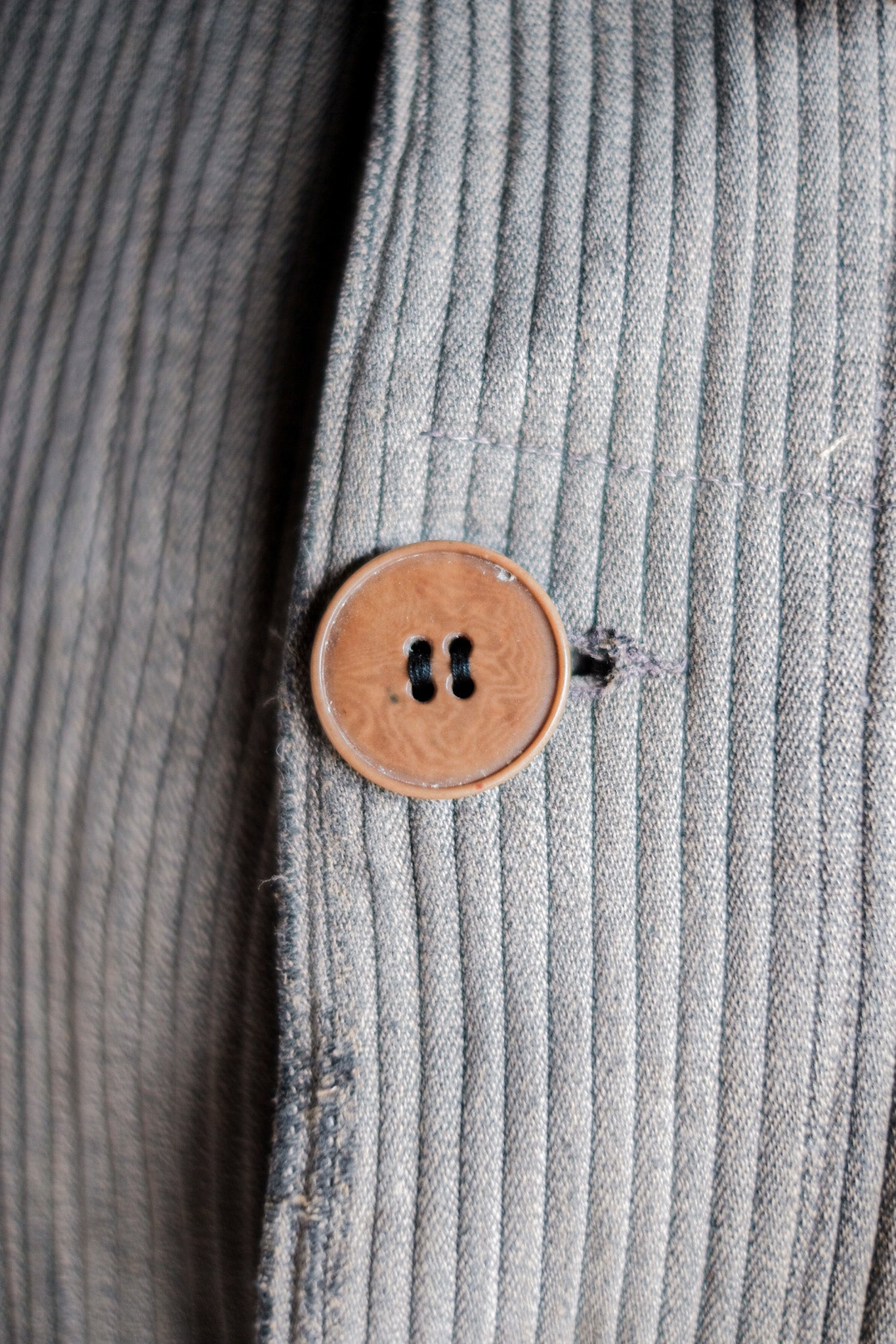 【~40's】French Vintage Gray Cotton Pique Hunting Jacket