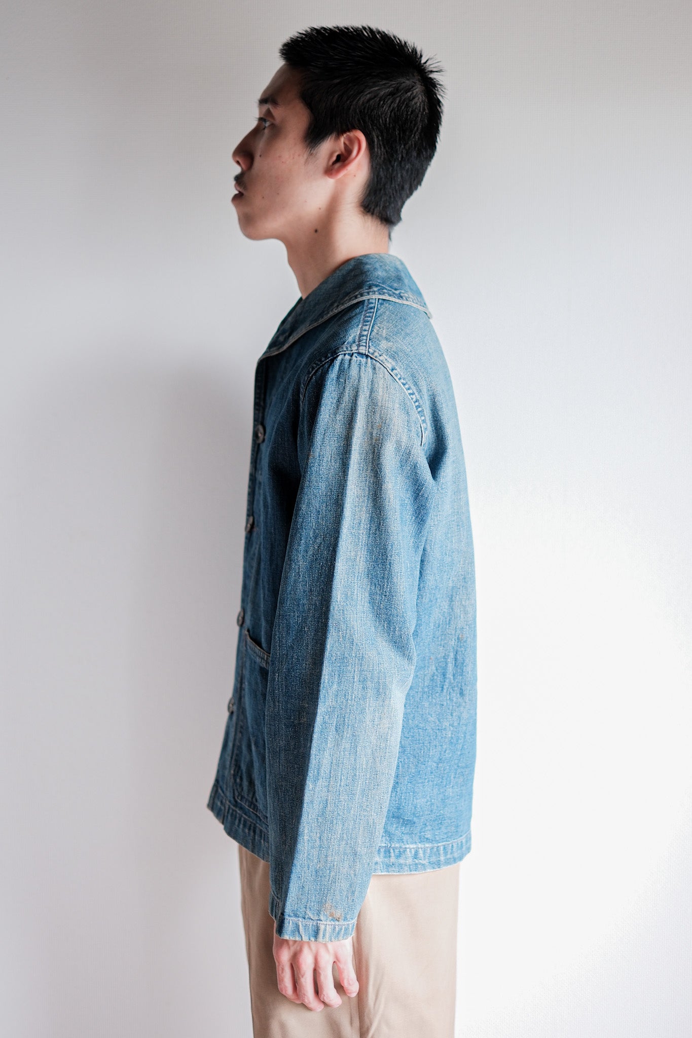 40's】WWⅡ U.S.NAVY Shawl Collar Denim Coverall