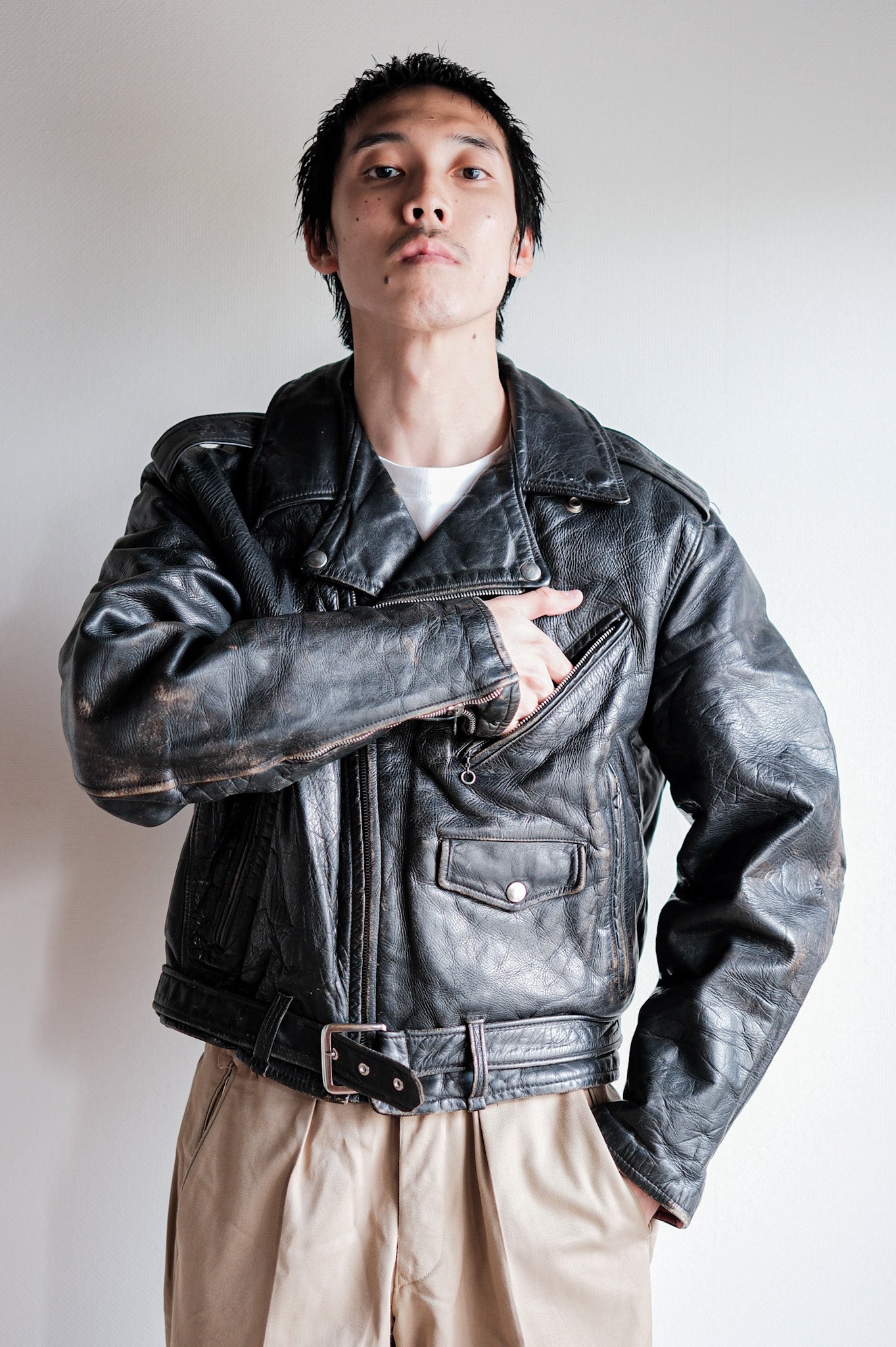 【~50's】American Vintage Two Star Horsehide Motorcycle Leather Jacket "WINDWARD"