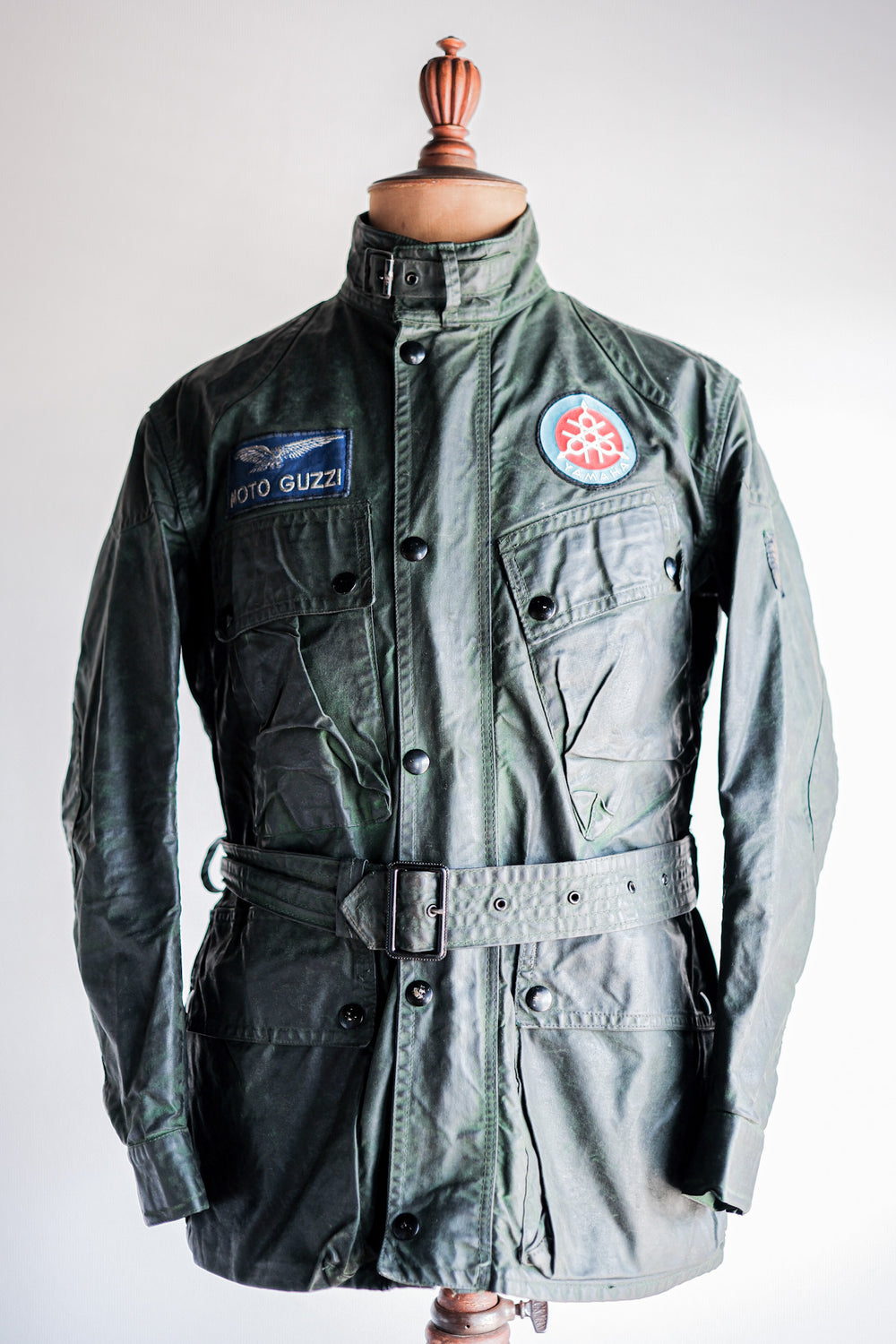 ［~60's］Vintage Belstaff Green Waxed Jacket With Patches Size.36 “TRIALMASTER"