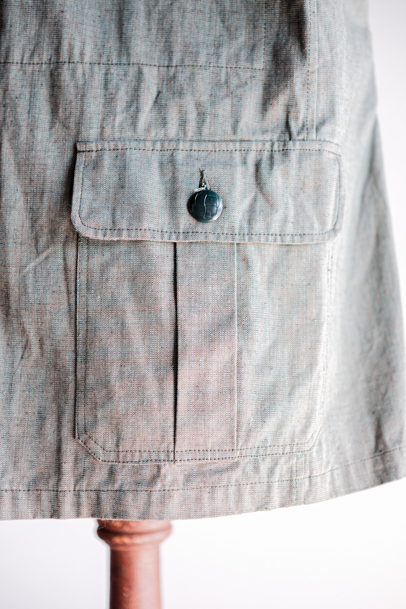［~40's］German Vintage Green Chambray 4 Pockets Lapel Work Jacket “Dead Stock”