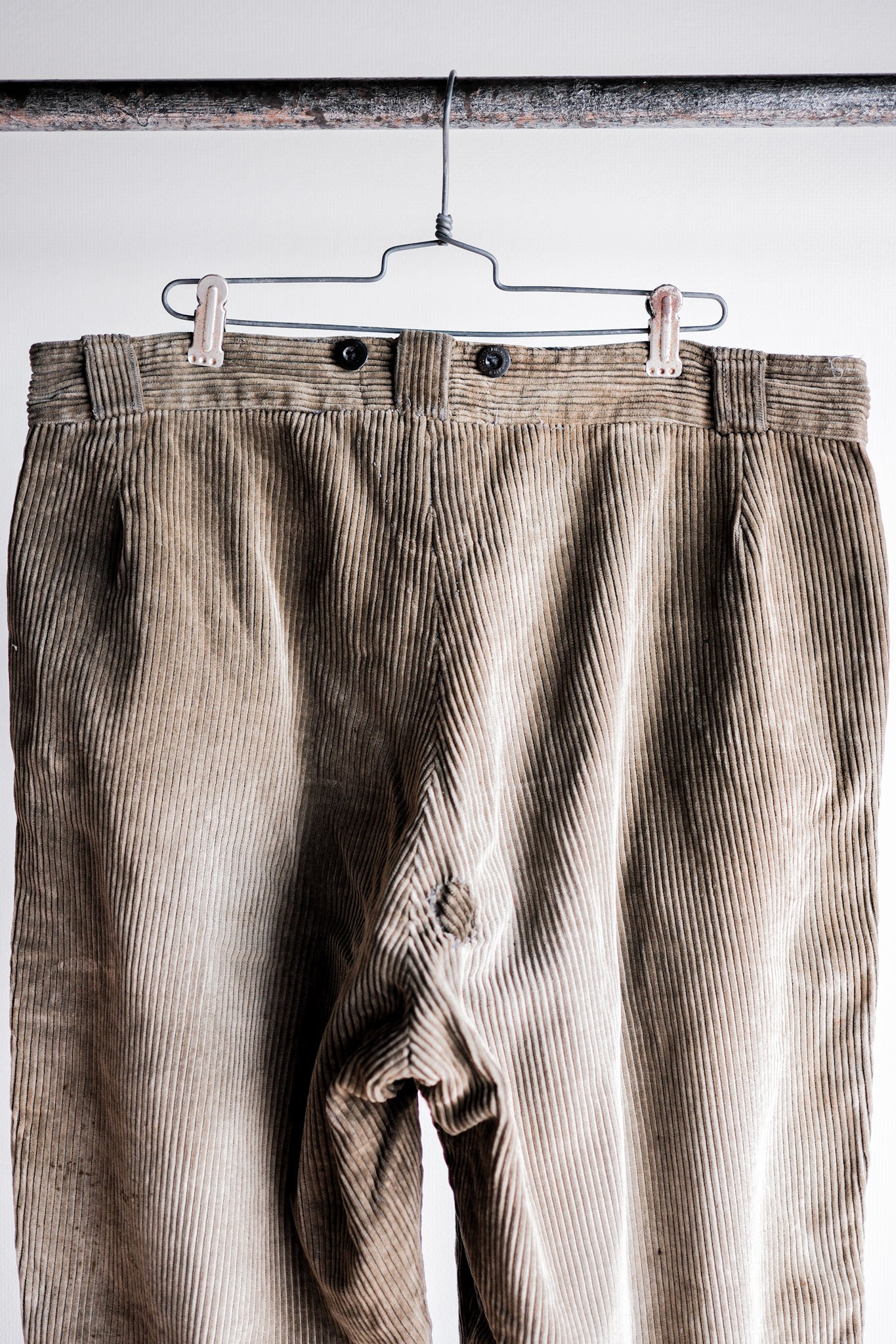 ［~40's］French Vintage Brown Corduroy Work Pants "Boro"