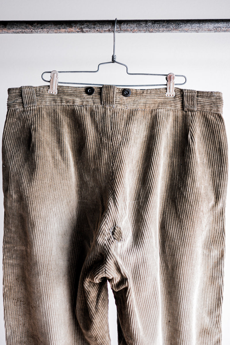 【~40's】French Vintage Brown Corduroy Work Pants "Boro"