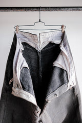 [~ 40's] French Vintage Grey Cotton Pique Work Ows "Patchwork"