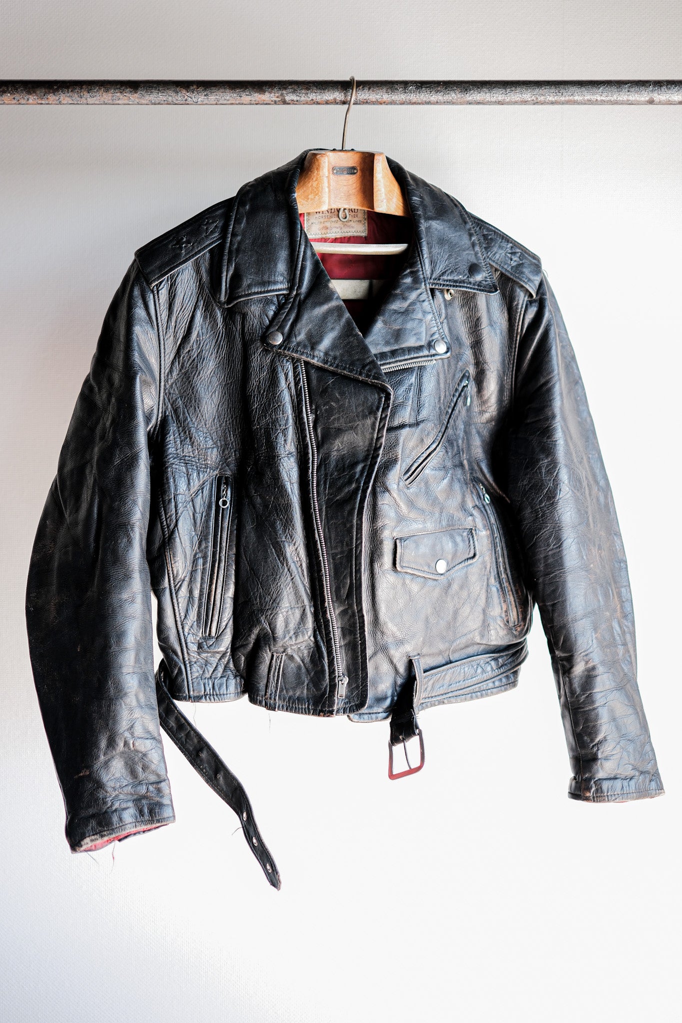 50's】American Vintage Two Star Horsehide Motorcycle Leather Jacket 