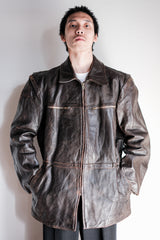 【~50's】French Vintage Cyclist Leather Jacket Size.52 "Adolphe Lafont"