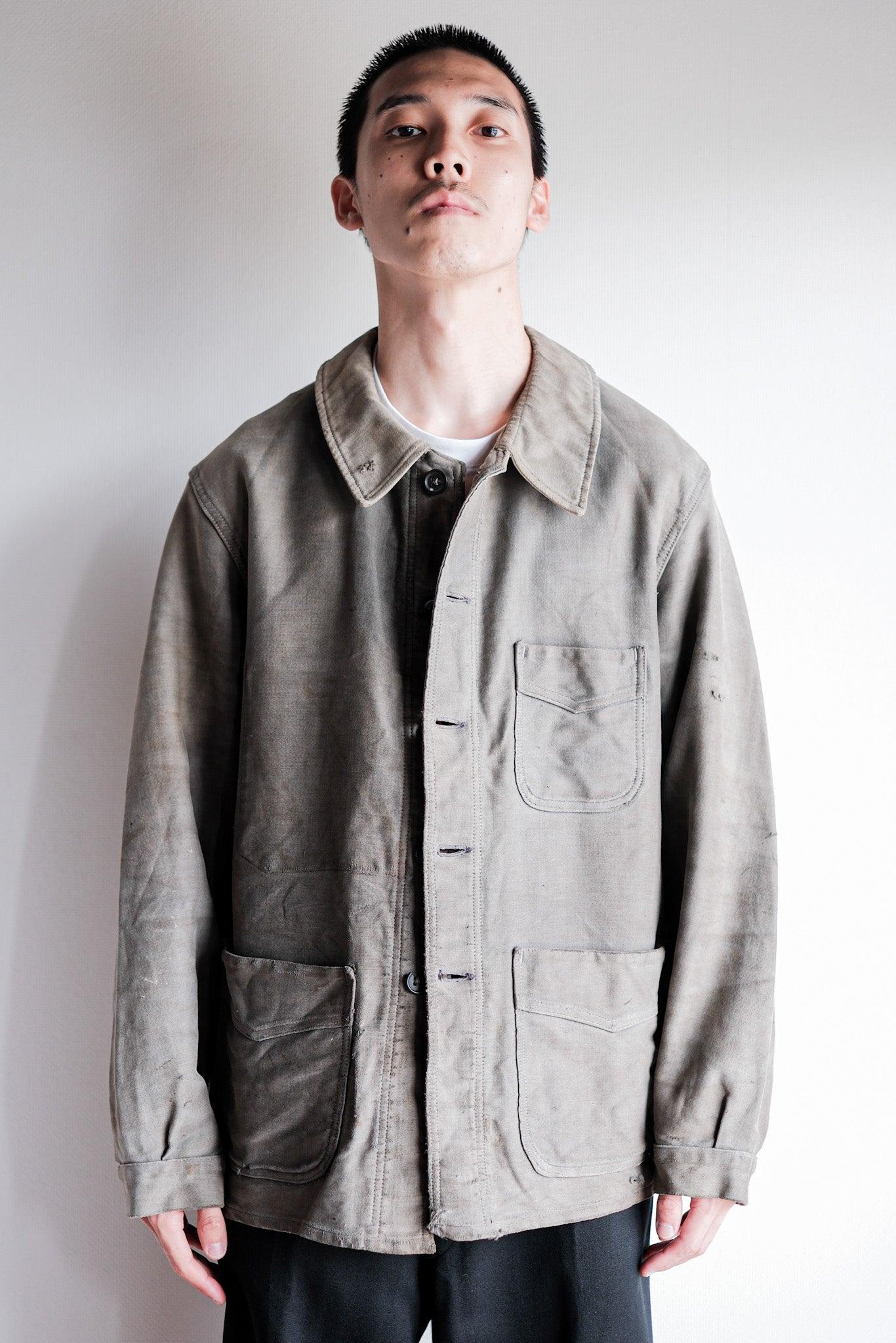 ［~40's］French Vintage Black Moleskin Work Jacket "Adolphe Lafont"