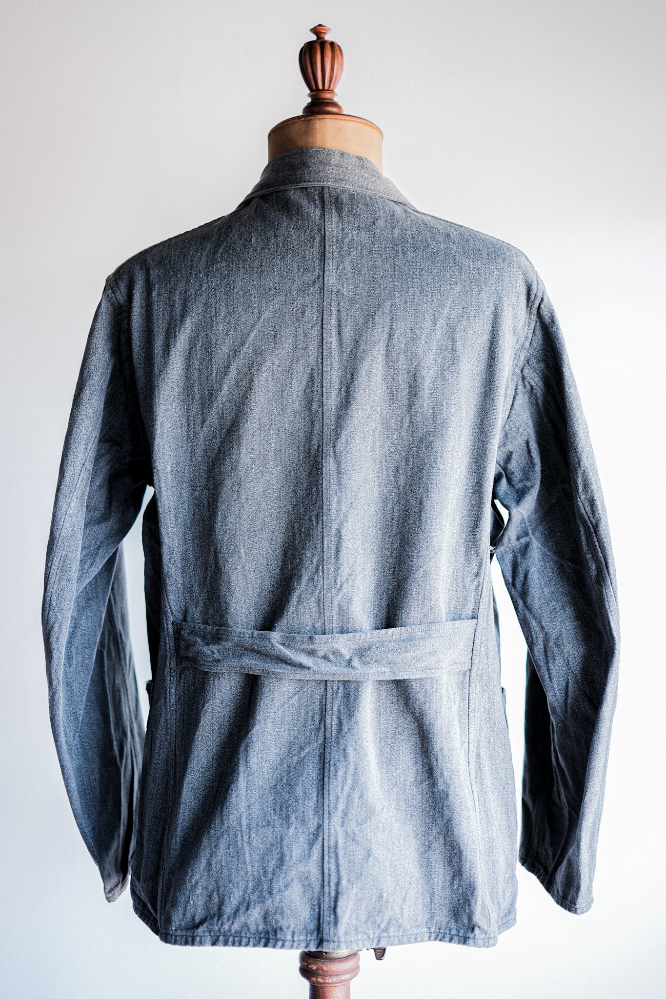 ［~40’s］French Vintage Salt & Pepper Cotton Lapel Work Jacket
