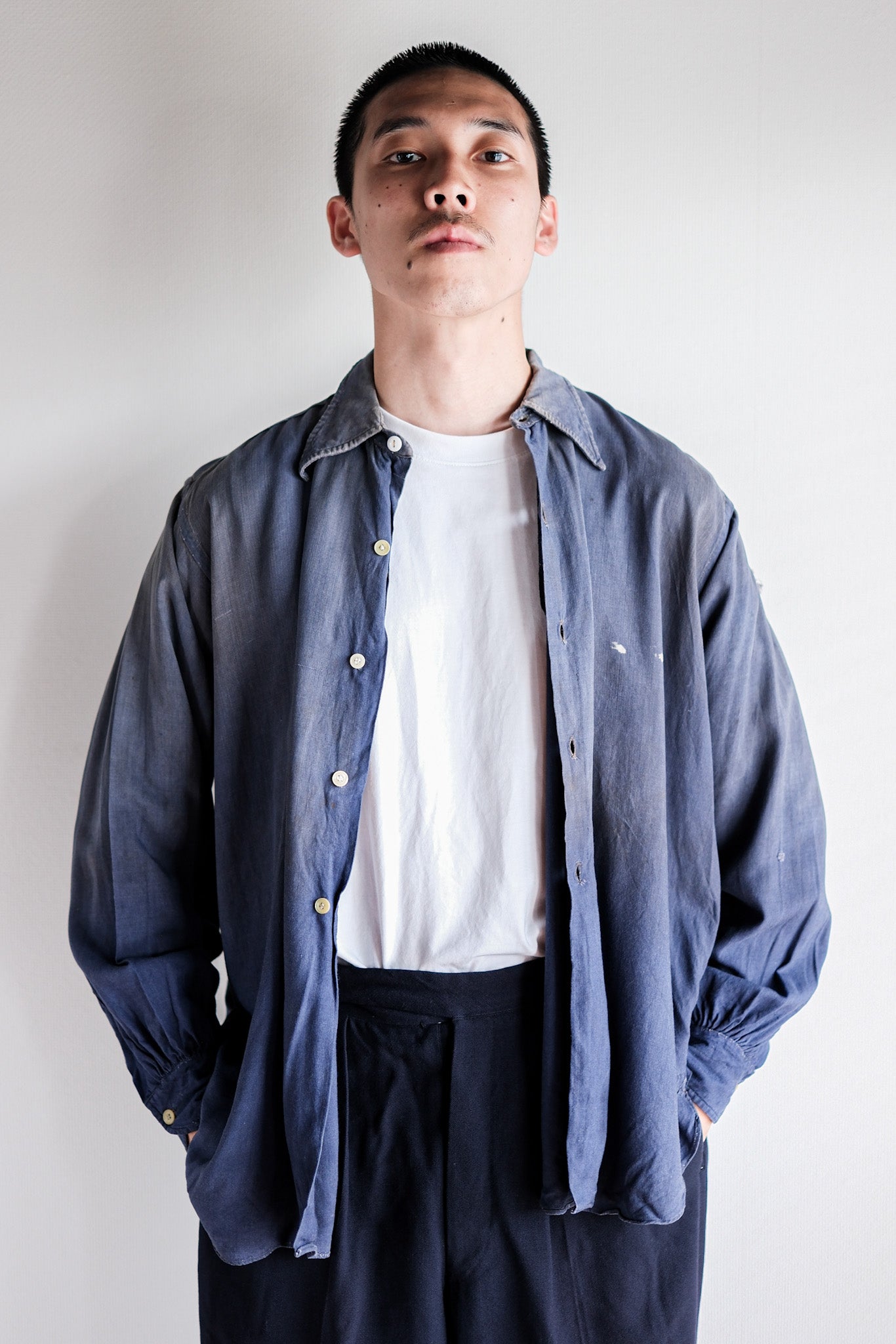 ［~40’s］French Vintage Indigo Linen Work Shirt