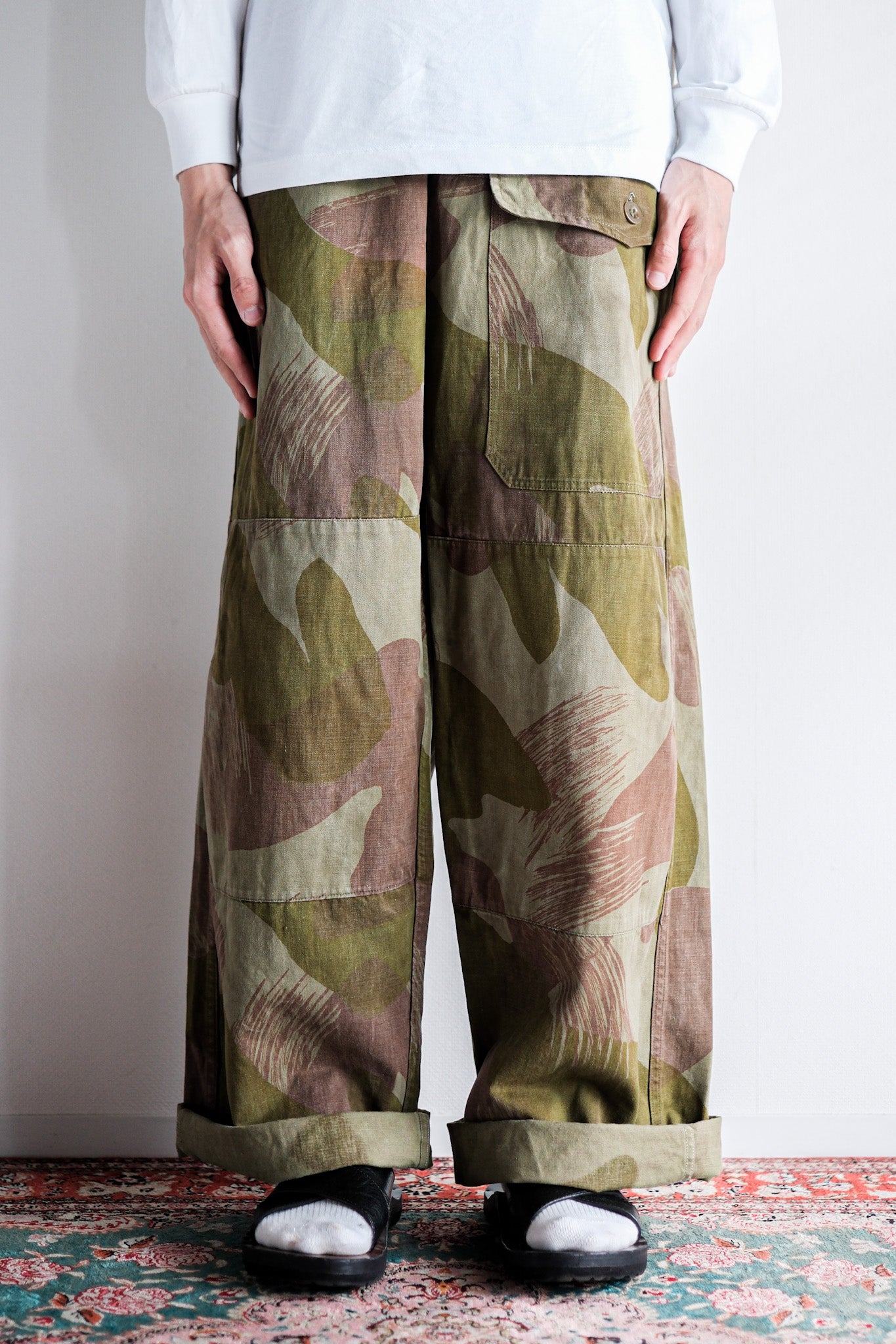 【~50's】Belgium Army Brushstroke Camouflage Airborne Pants Size.6 "Remake" "Early Type"