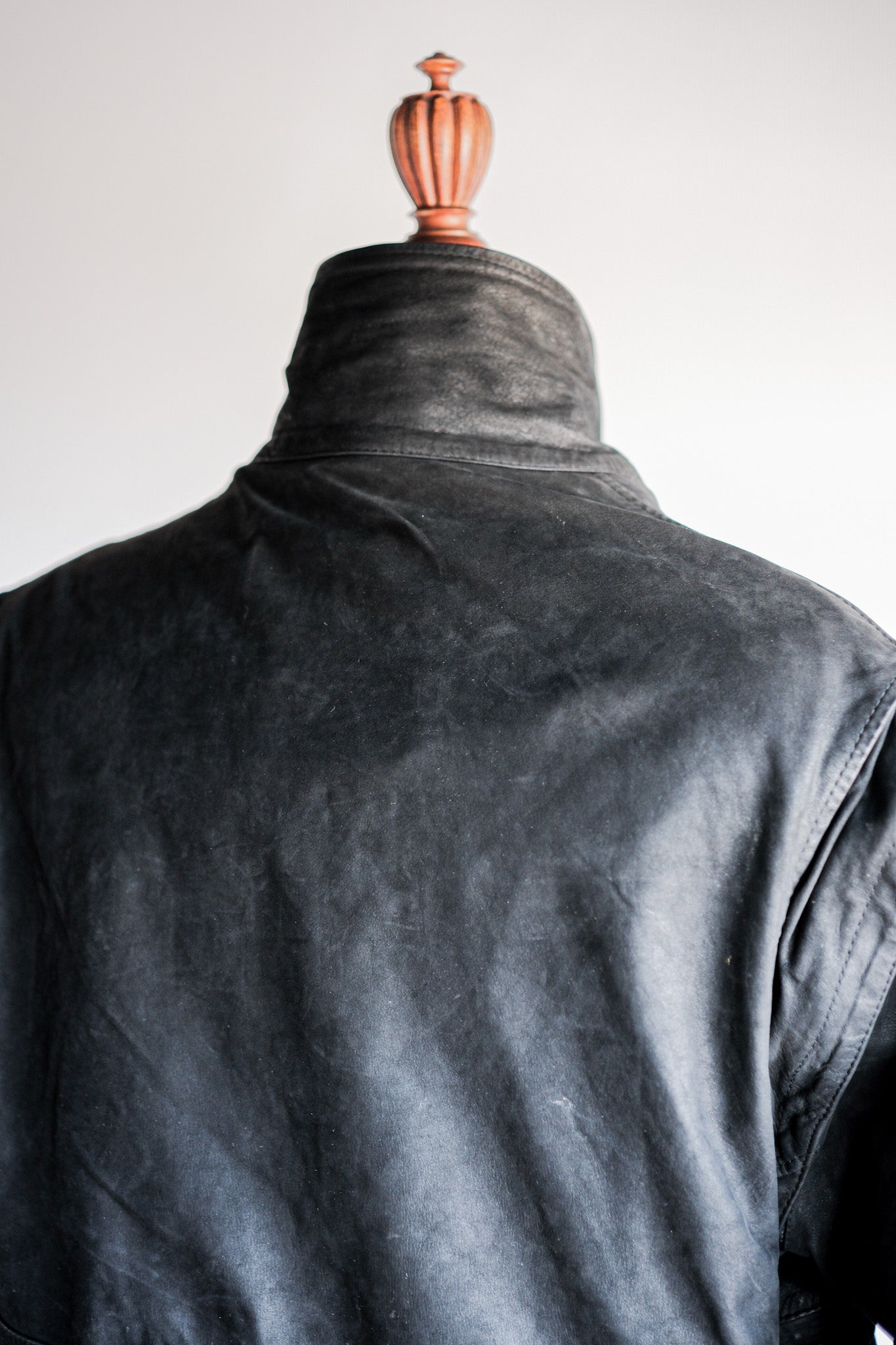 ［~90's］Old Renoma Paris Black Leather Detachable Sleeve Multi Pocket Jacket Size.M
