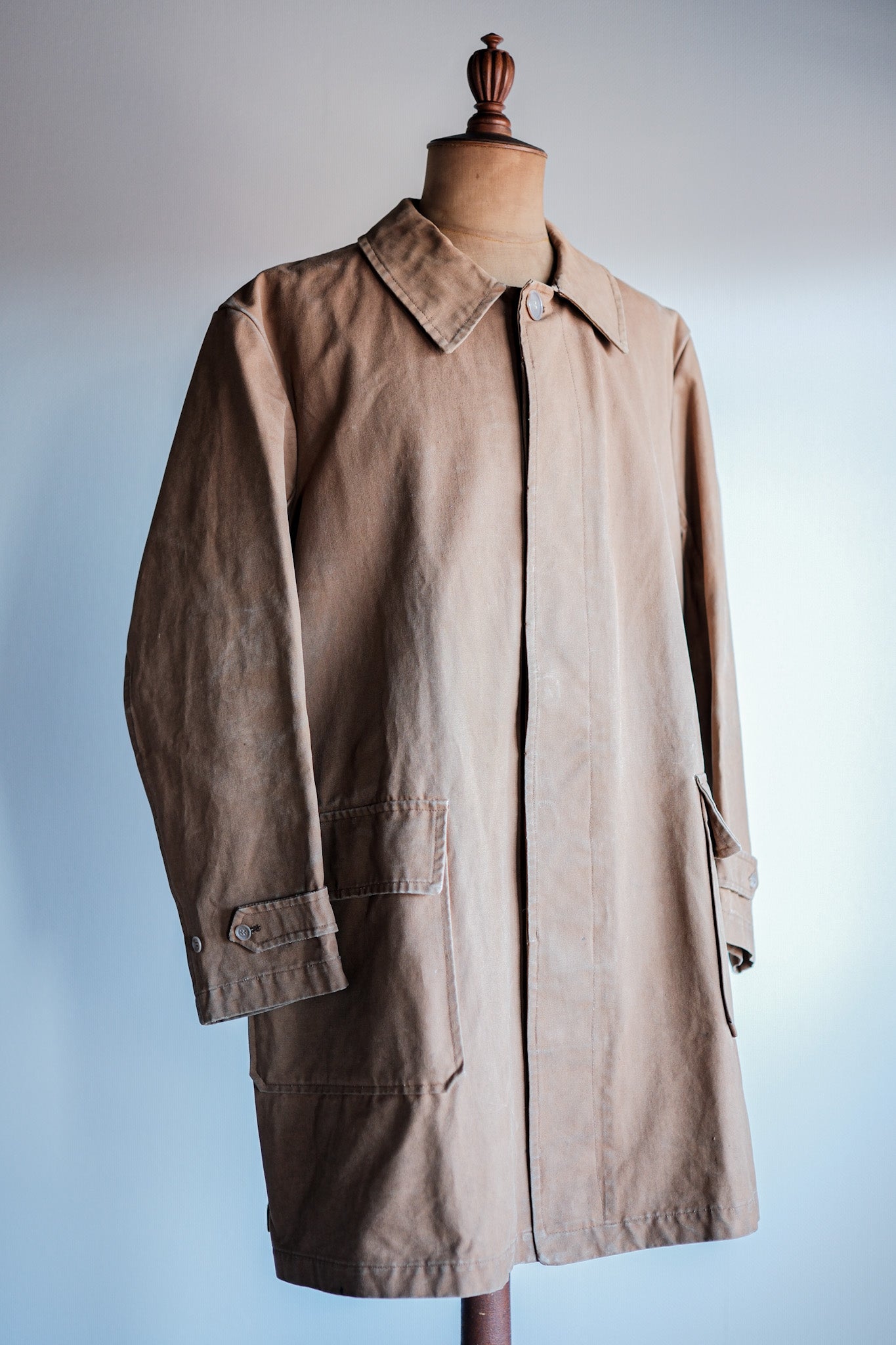 ［~40's］French Vintage Cotton Linen Canvas Work Half Coat