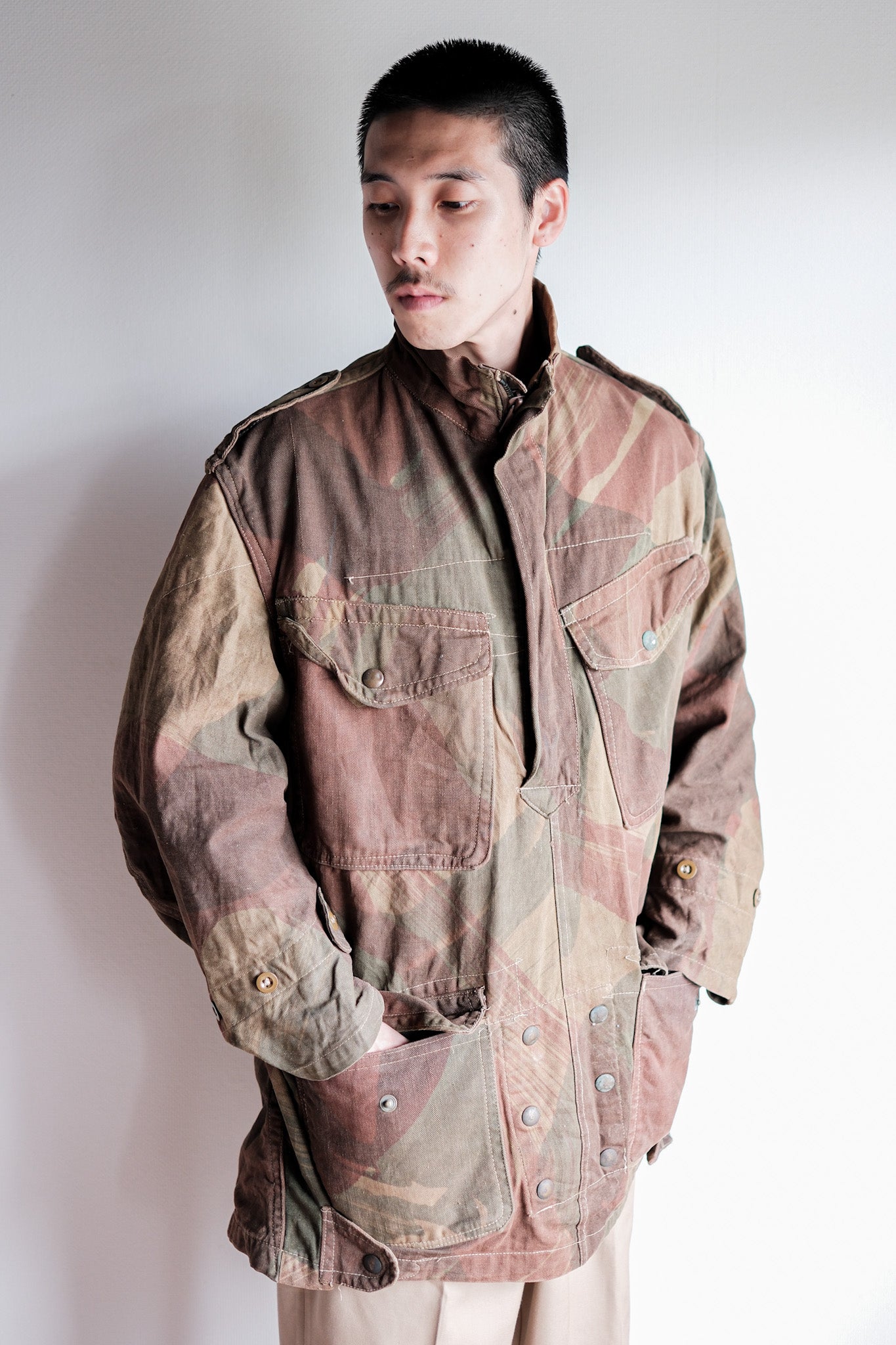 [~ 40's] WWⅡ British Army AIRBORNE TROOPS BRUSHSTROKE CAMOUFLAGE DENISON SMOCK "SAS"