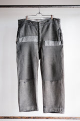 [~ 40's] French Vintage Grey Cotton Pique Work Ows "Patchwork"