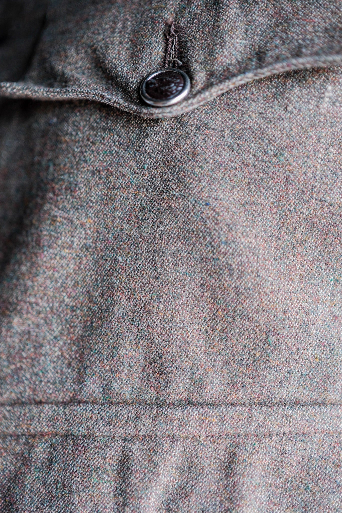 ［~40's］French Vintage Brown Mix Wool Hunting Gilet