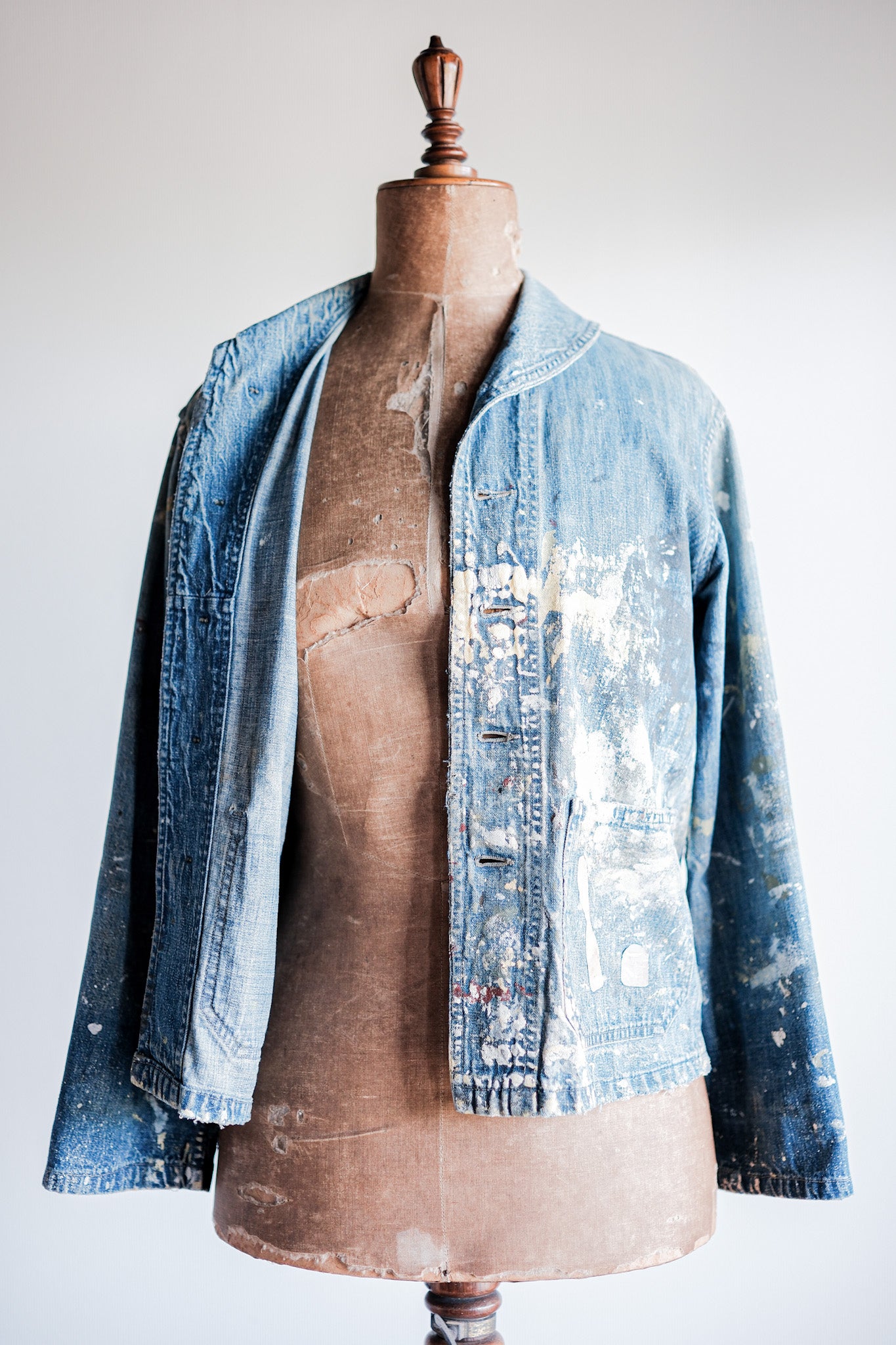 ［~40’s］U.S.NAVY Shawl Collar Denim Coverall “Crazy Paint”