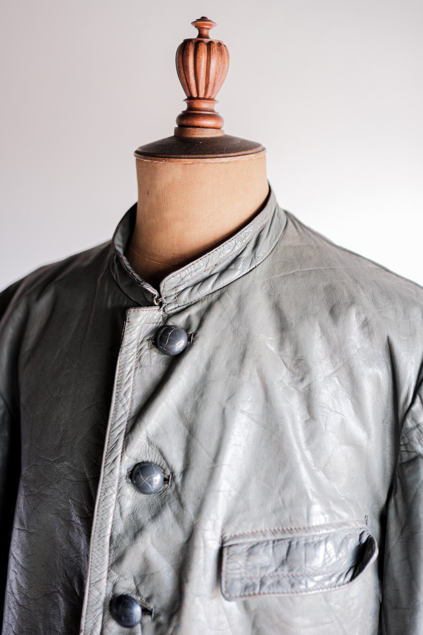 ［~40's］WWⅡ German Navy U-Boat Crew Gray Leather Jacket "Kriegsmarine"