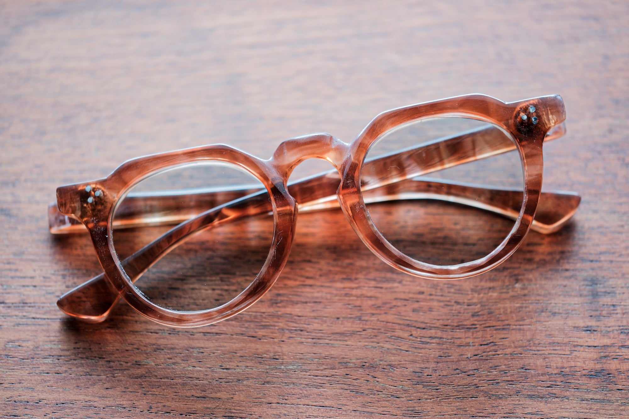 ［~40’s］French Vintage Crown Panto Celluloid Frame "3 Dots"