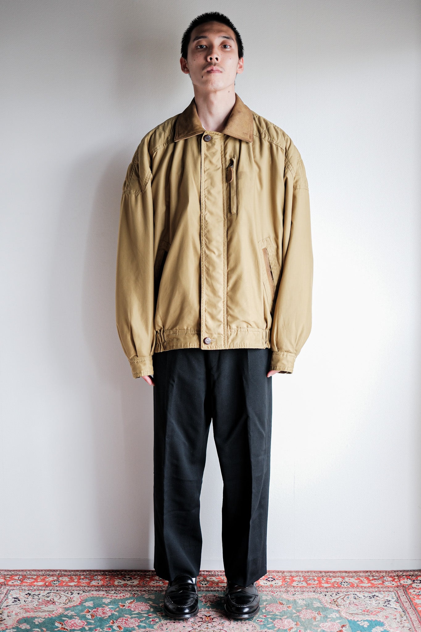 ［~80's］Old Yves Saint Laurent Nylon Quilting Blouson With Chin Strap "Pour Homme"