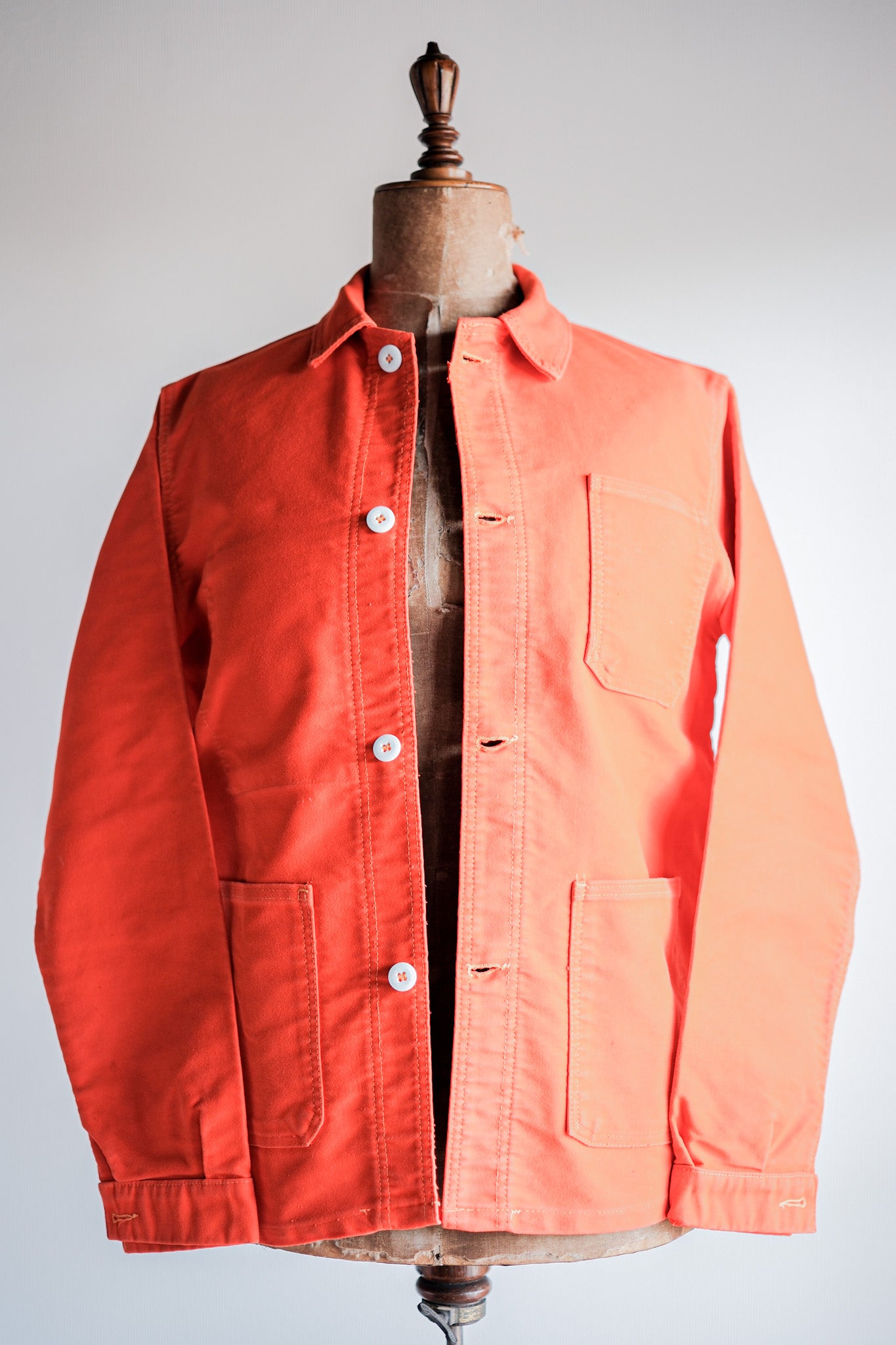 [〜70年代]法國復古橙色摩爾斯金夾克夾克尺寸.t42