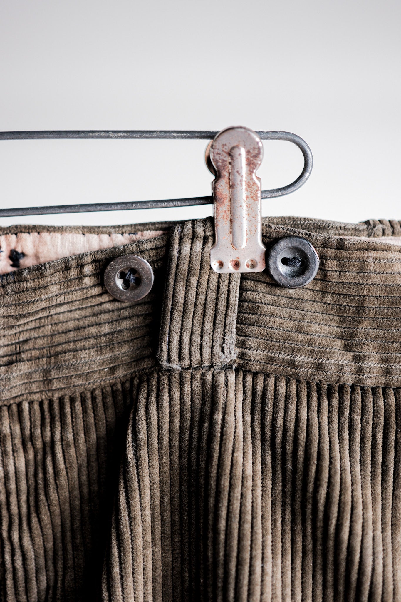 ［~40's］French Vintage Brown Corduroy Work Pants "Boro"