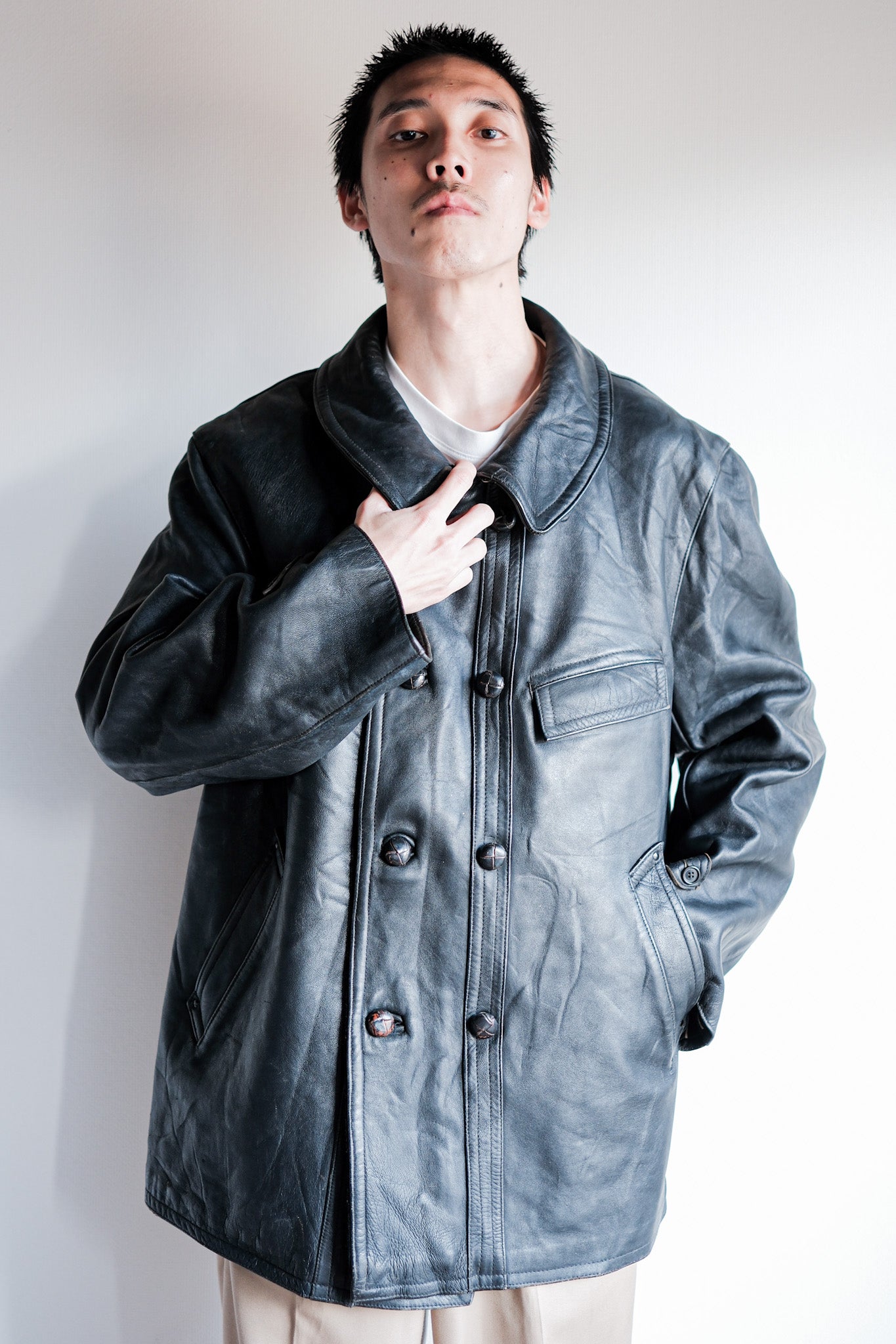 ［~60's］French Vintage Le Corbusier Leather Work Jacket Size.56