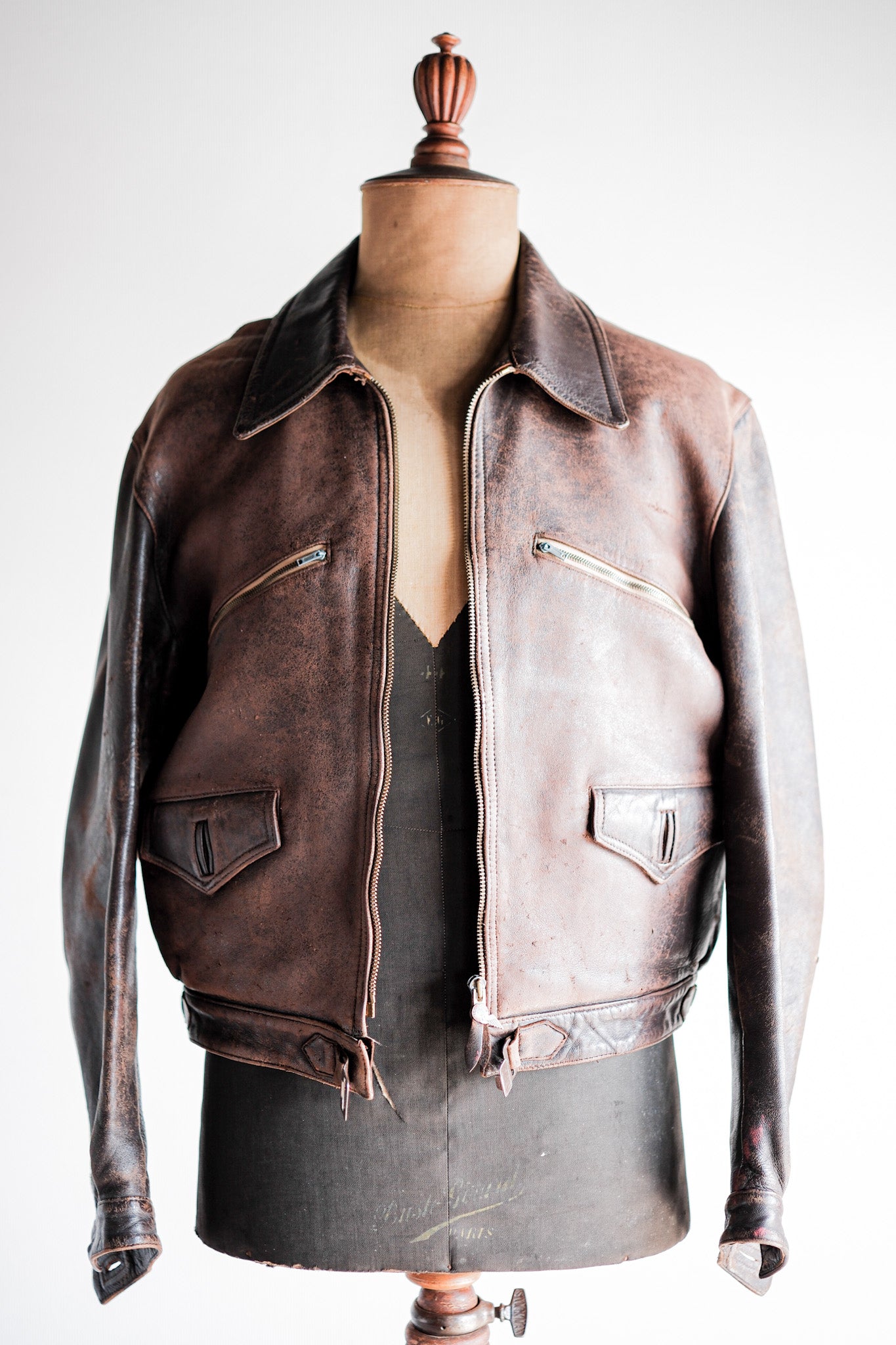 40's】French Vintage Hartmann Type Leather Jacket