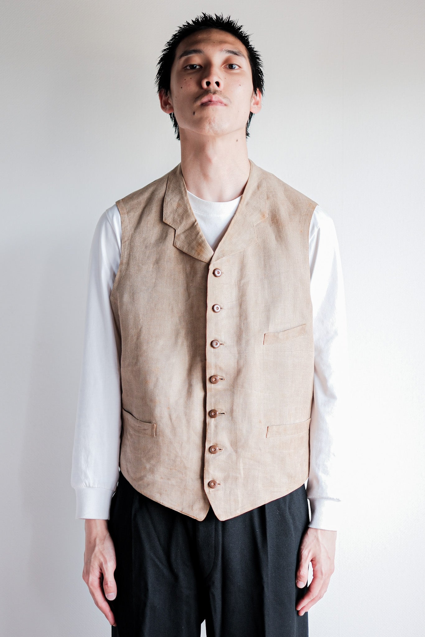 ［~40's］French Vintage Linen Work Gilet