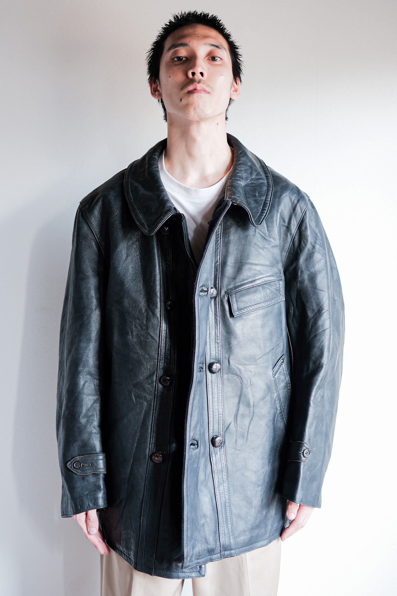 ［~60's］French Vintage Le Corbusier Leather Work Jacket Size.56