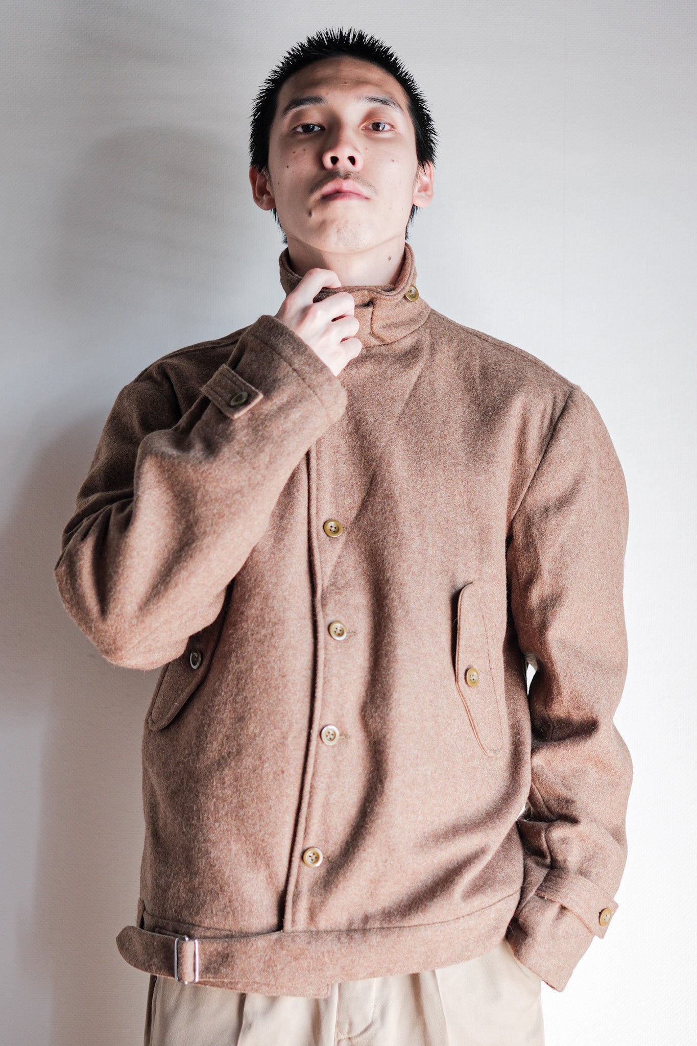 [~ 50's] French Army Wool Jacket with Chin Strap Size.42 "Dead Stock"