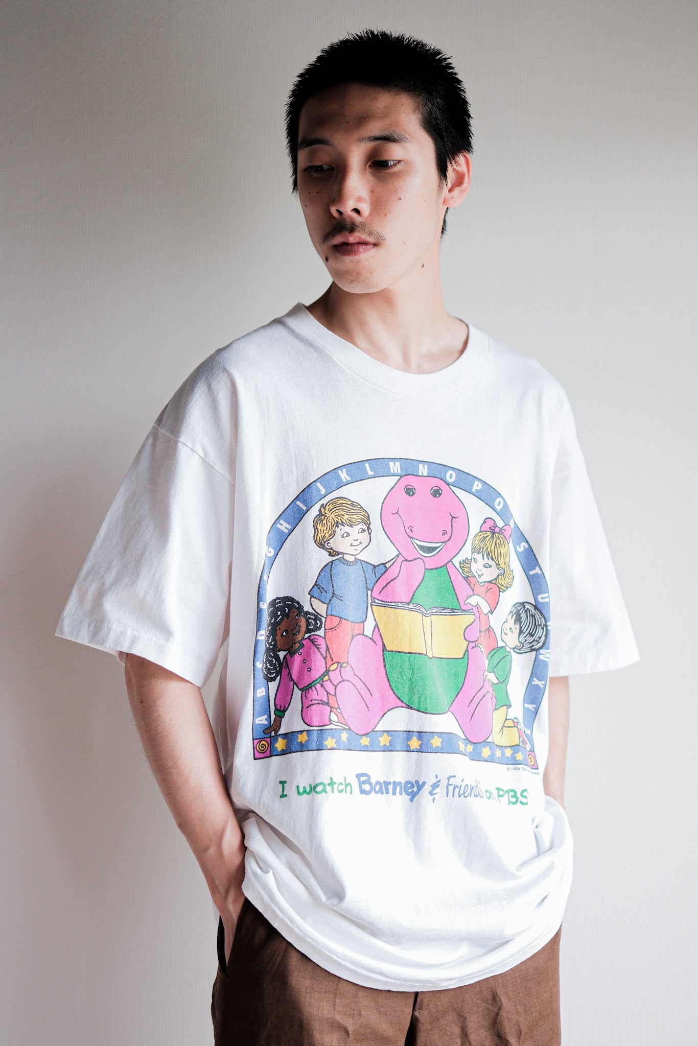 【~90's】Vintage TV Print T-shirt Size.XL "Barney & Friends" "Made in U.S.A."