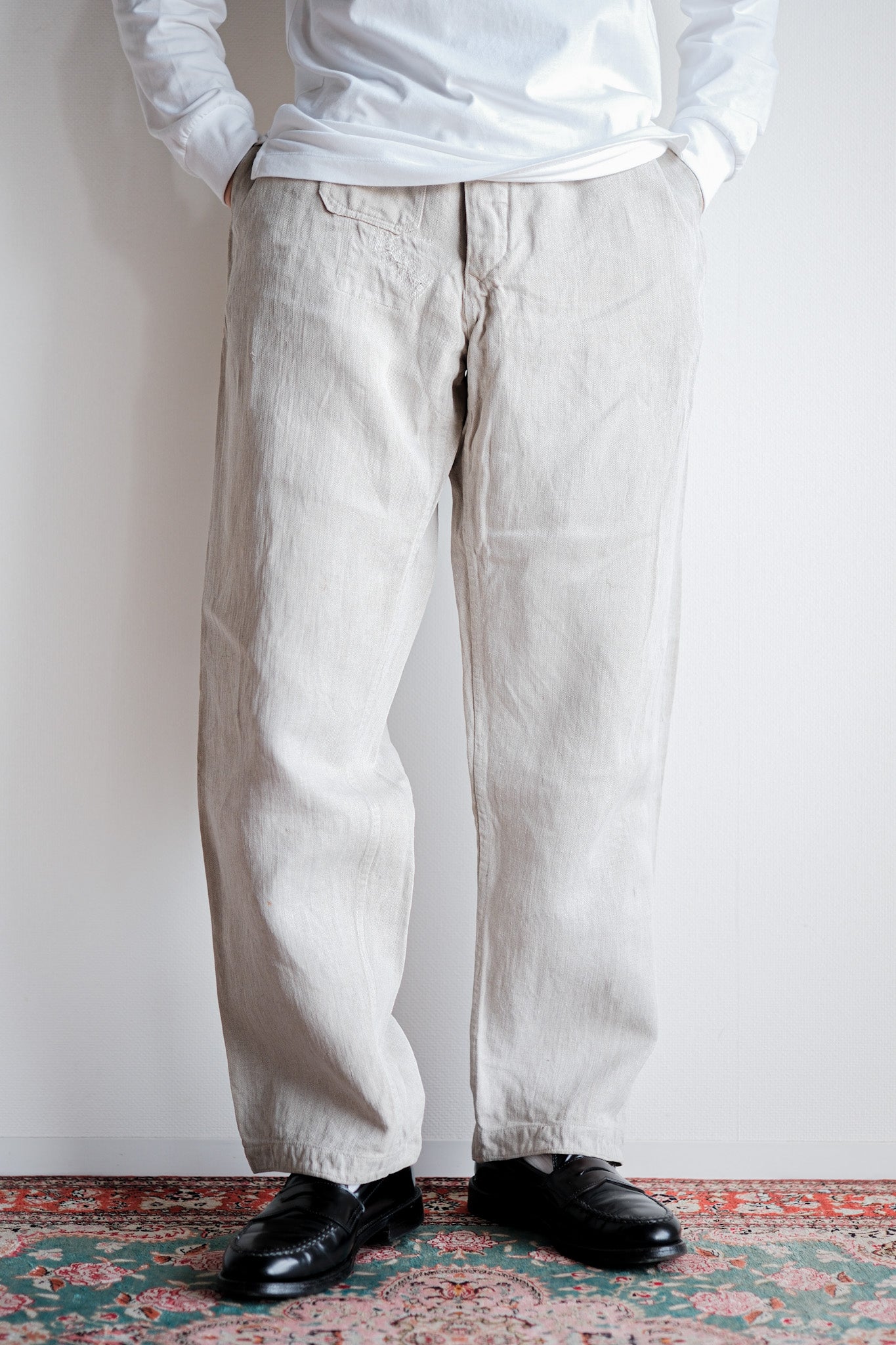 ［~40's］WW2 German Army Drillich HBT Linen Trousers