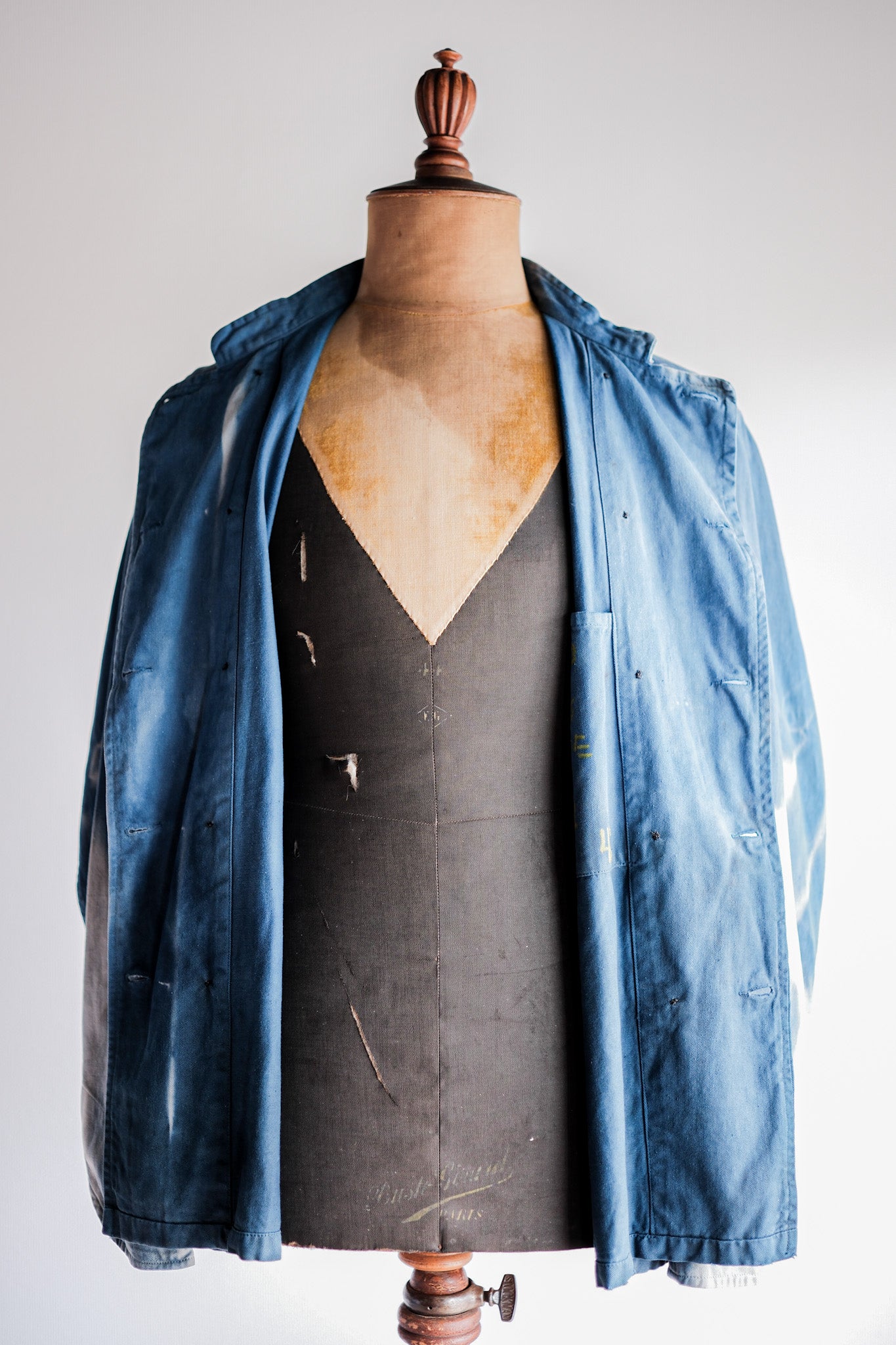 Veste de travail à double poitrine en coton indigo "Karim Hadjab" "4 Seasons"