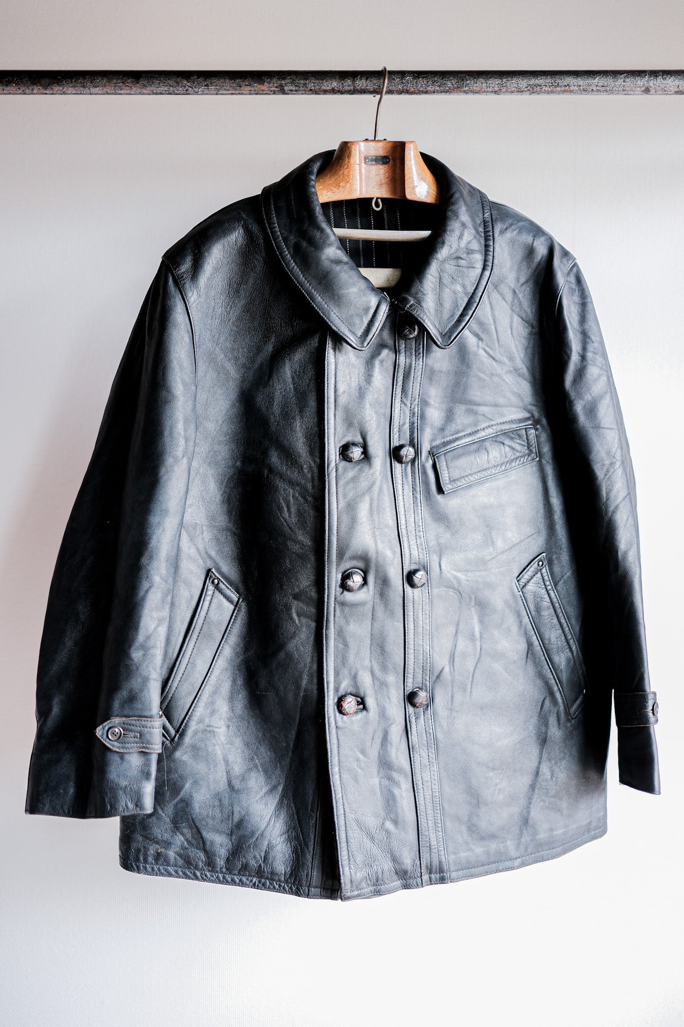 ［~60's］French Vintage Le Corbusier Leather Work Jacket Size.56