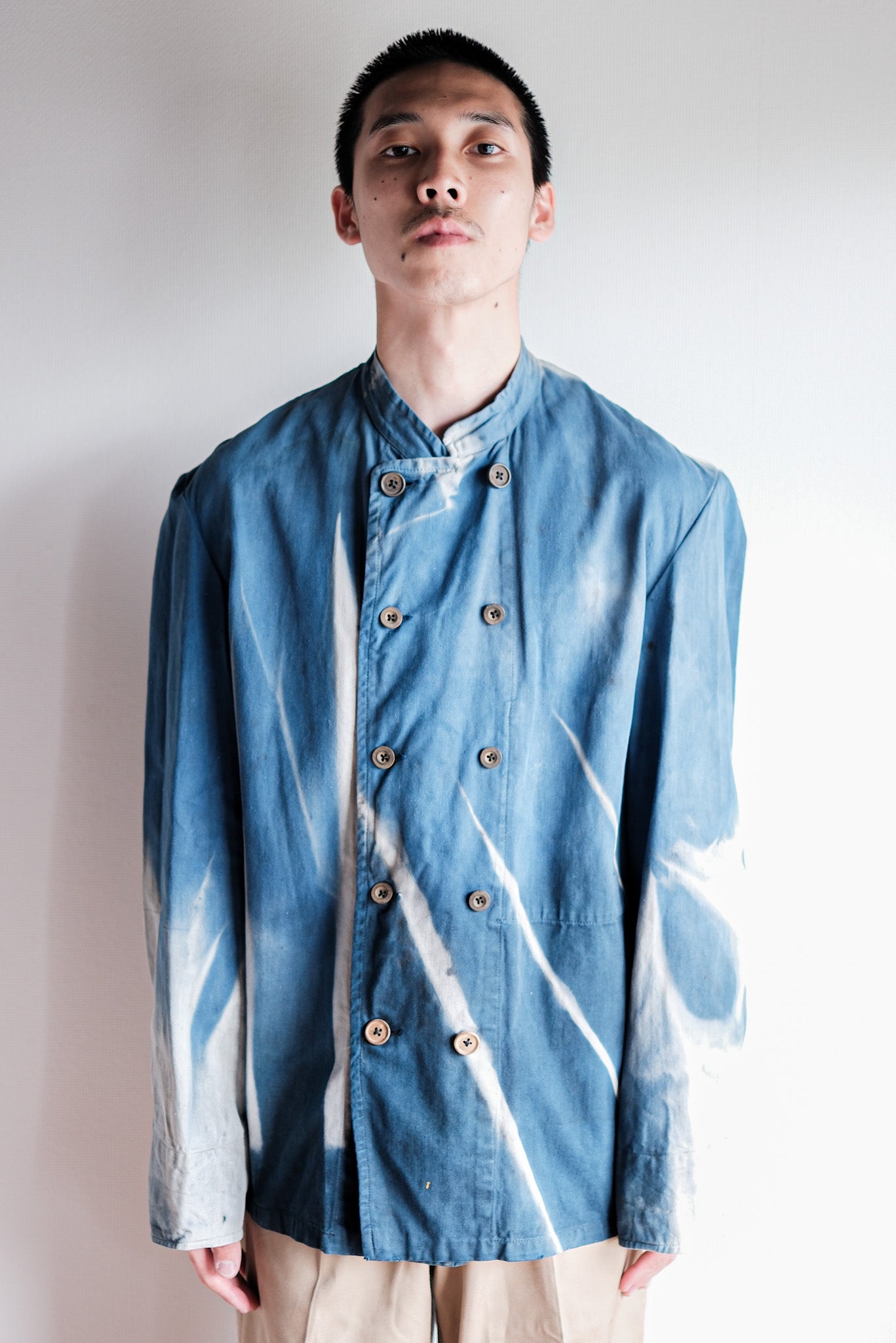 Veste de travail à double poitrine en coton indigo "Karim Hadjab" "4 Seasons"